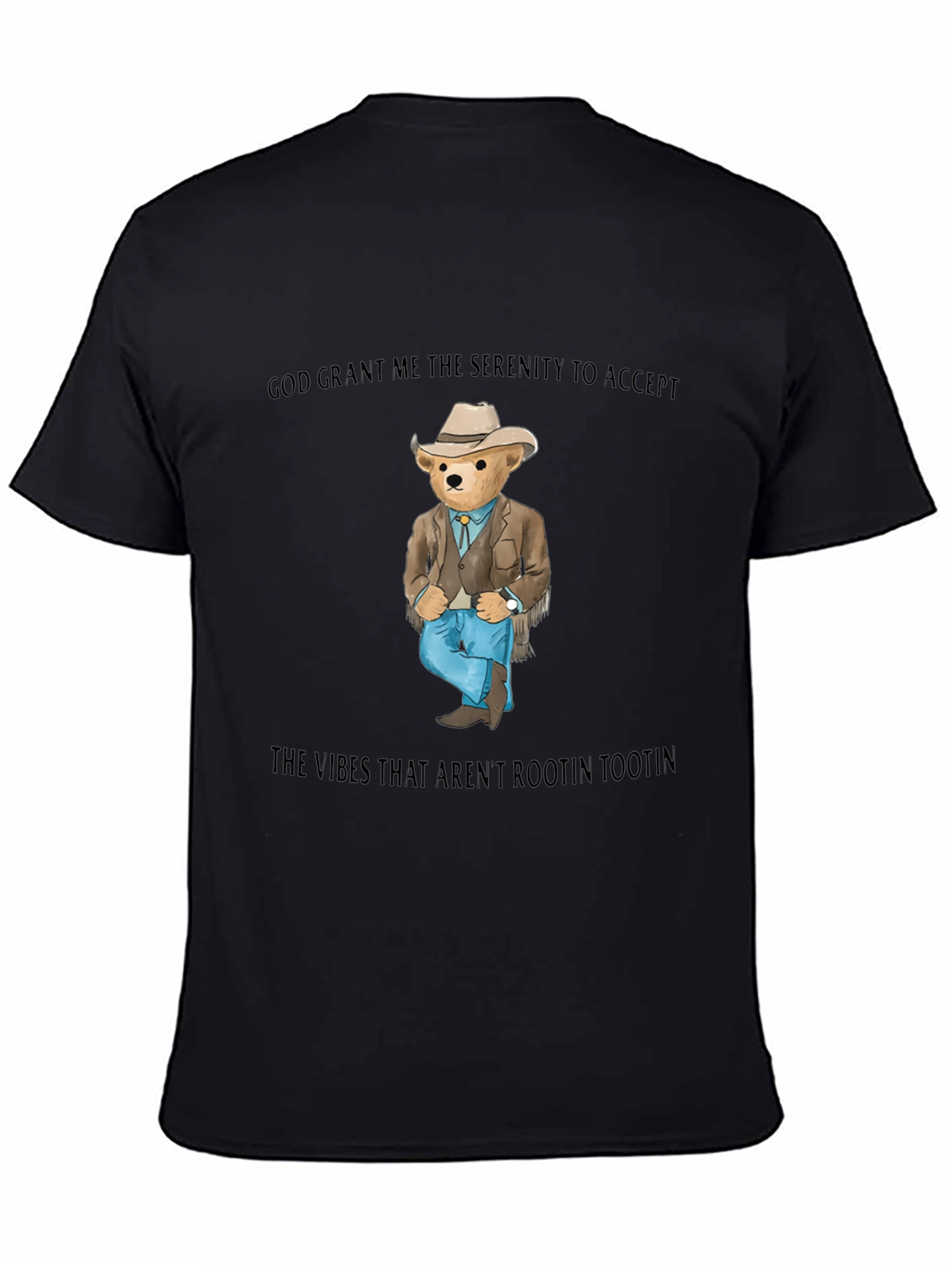 Black Serenity Bear T-Shirt - Cowboy Western view 4
