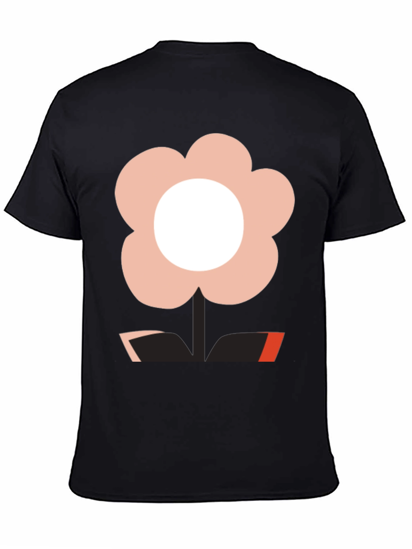 Black Modern Flower Graphic Black T-Shirt view 4