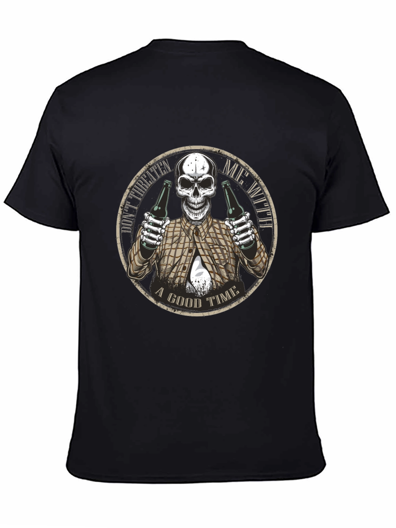 Black Don't Threaten Me Skull Graphic T-Shirt view 4