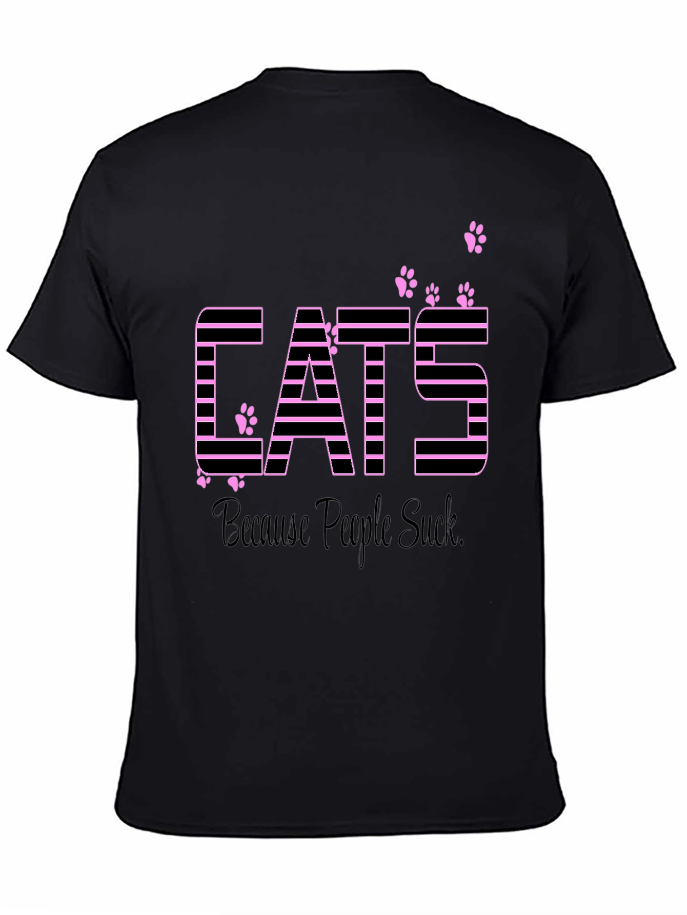 Black Cats Because People Suck Funny Graphic T-Shirt view 4