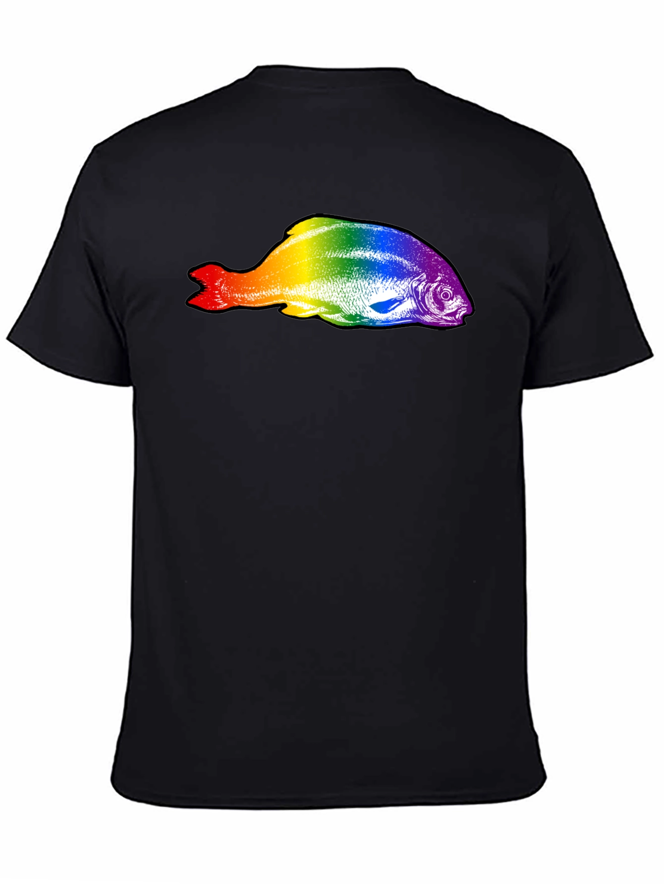 Black Rainbow Fish Graphic Black T-Shirt view 4