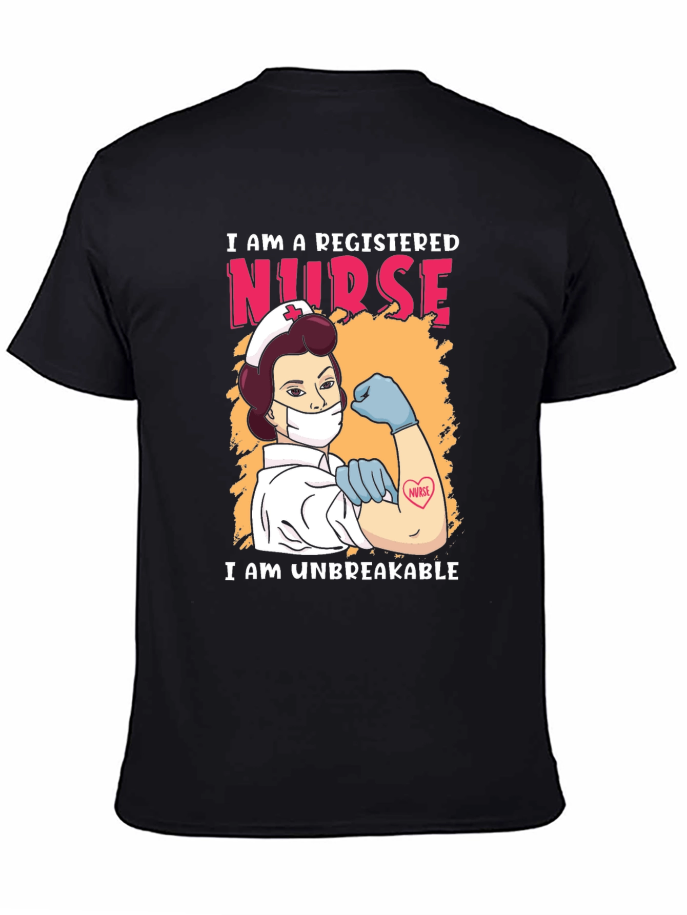 Black Registered Nurse Unbreakable T-Shirt view 4