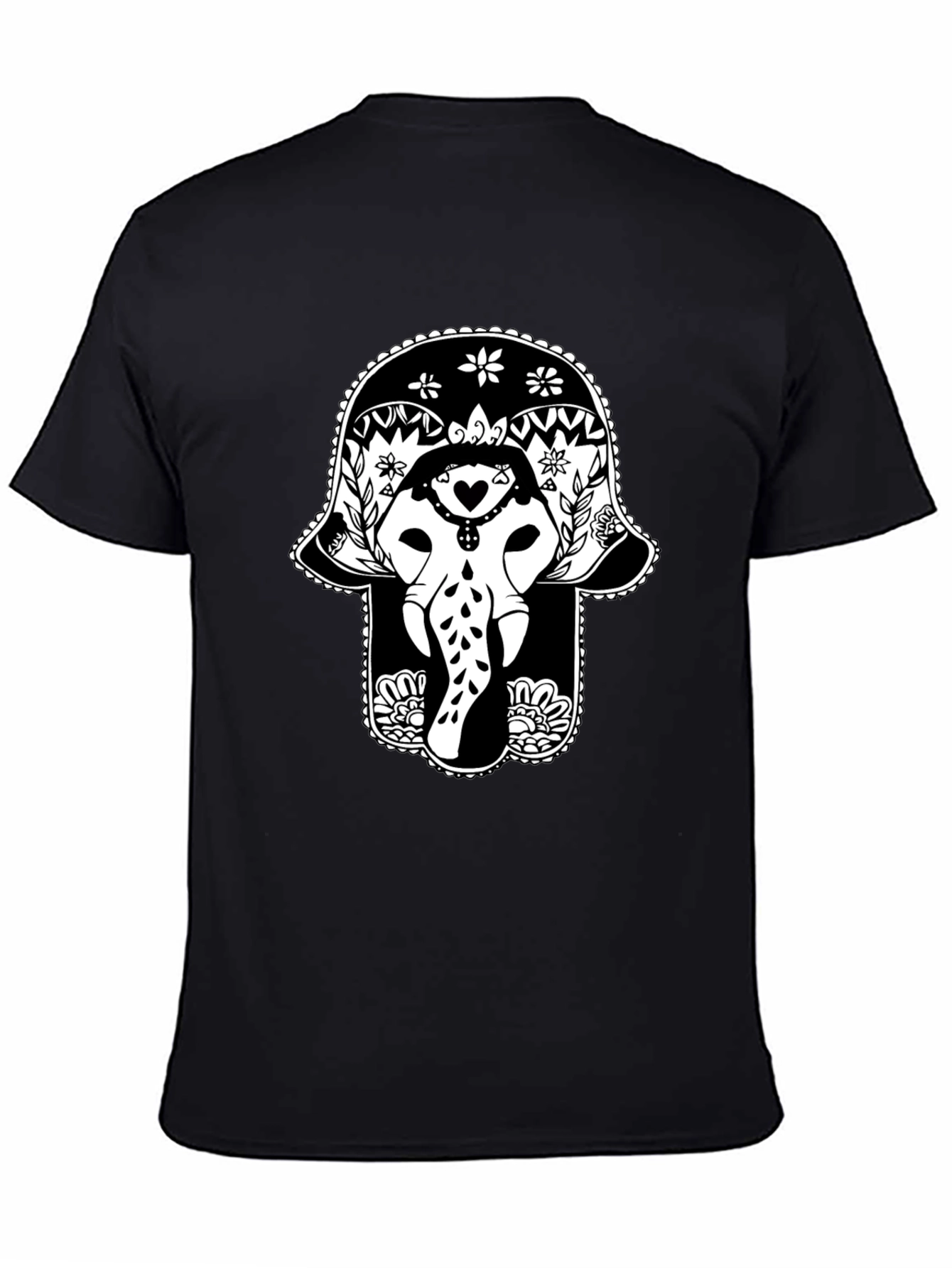 Black Elephant Hamsa Graphic Tee - Black view 4