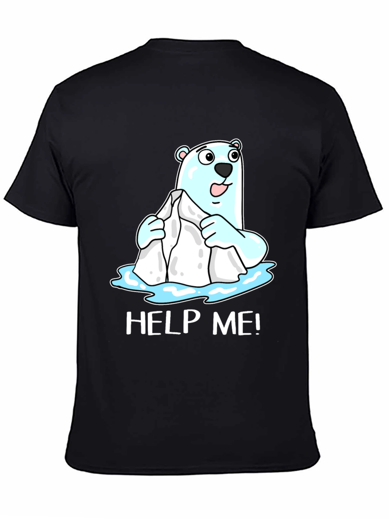 Black Help Me Polar Bear Graphic T-Shirt view 4