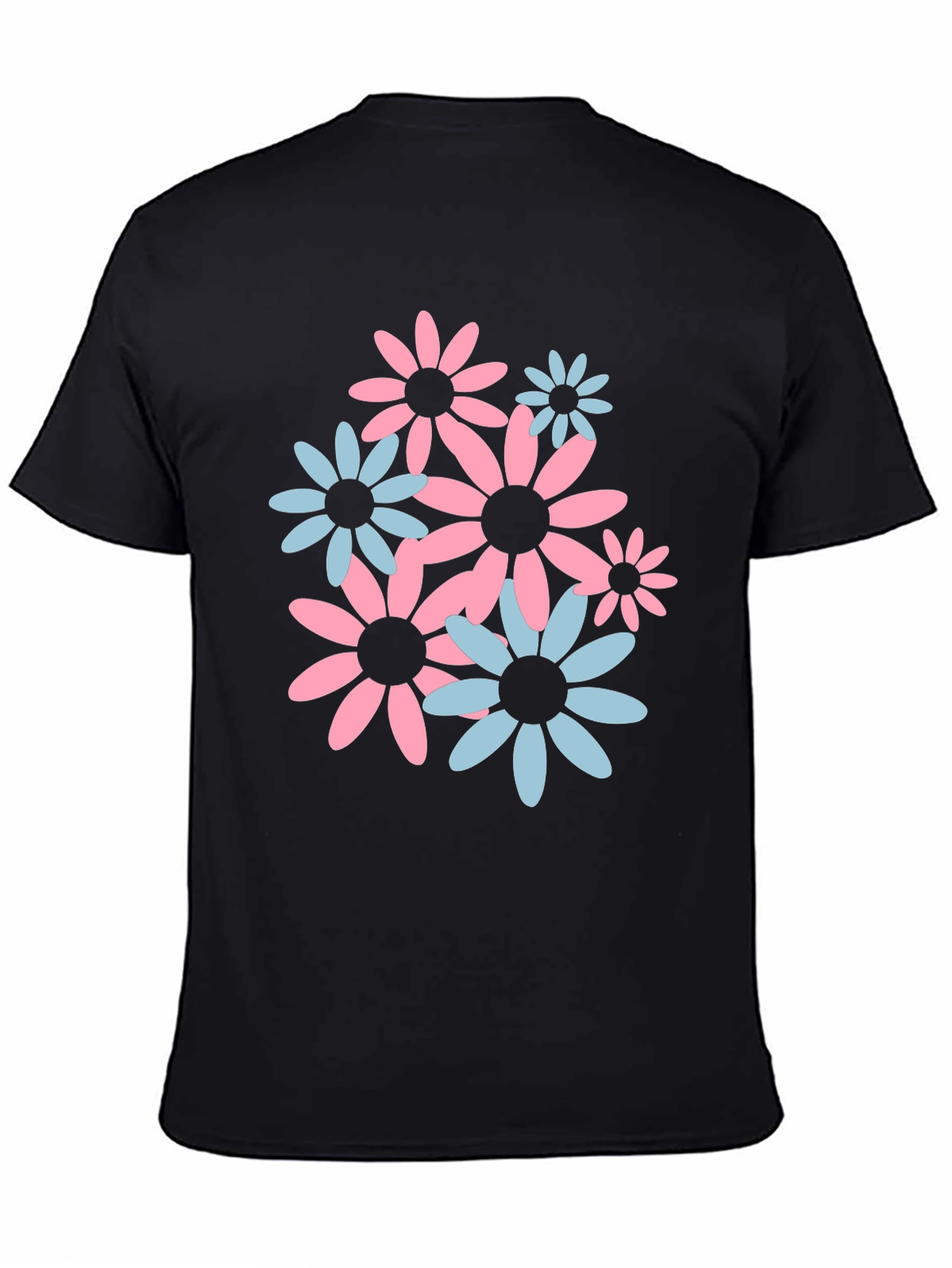 Black Floral Print Crew Neck T-Shirt view 4