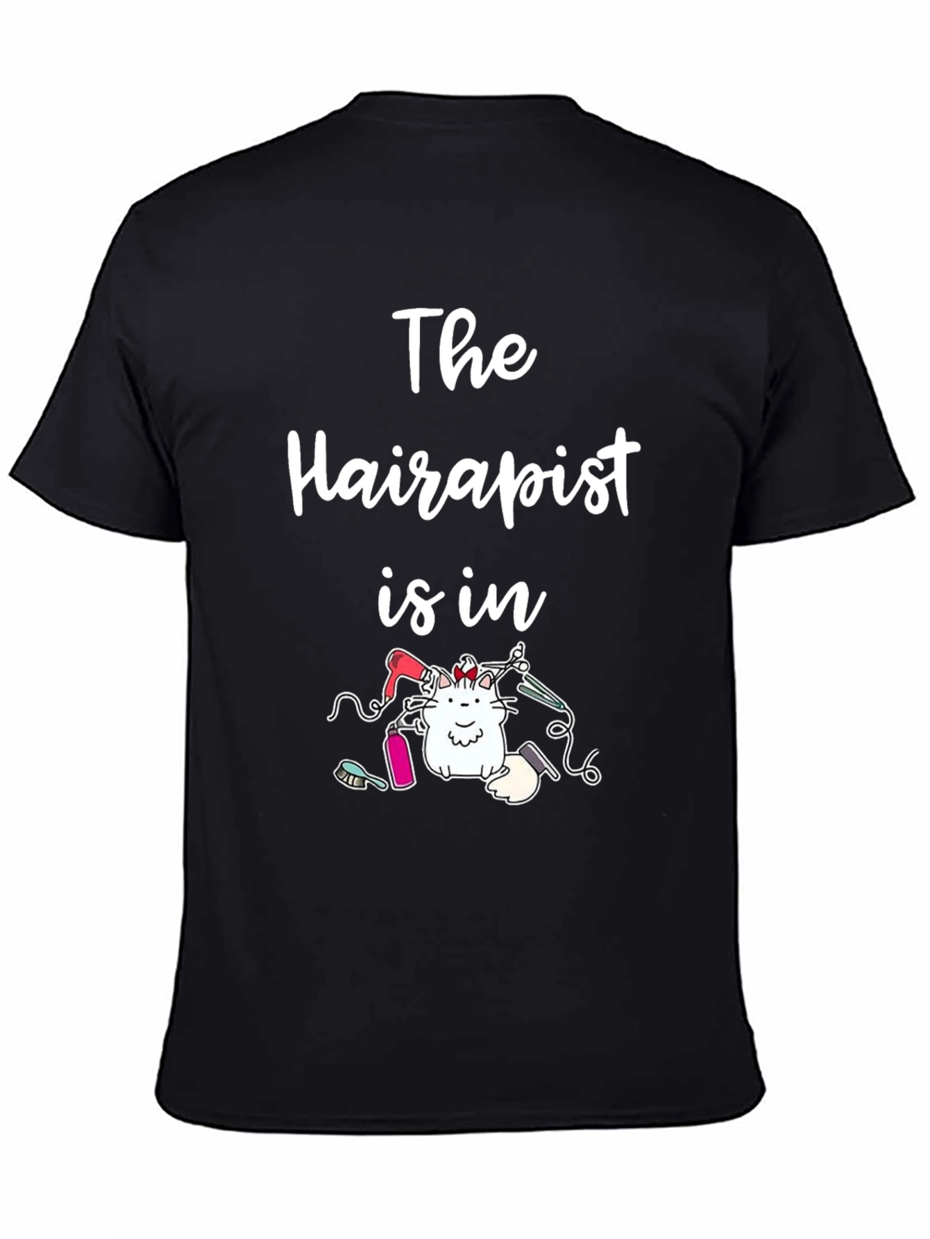 Black The Hairapist is in - Novelty T-Shirt view 4