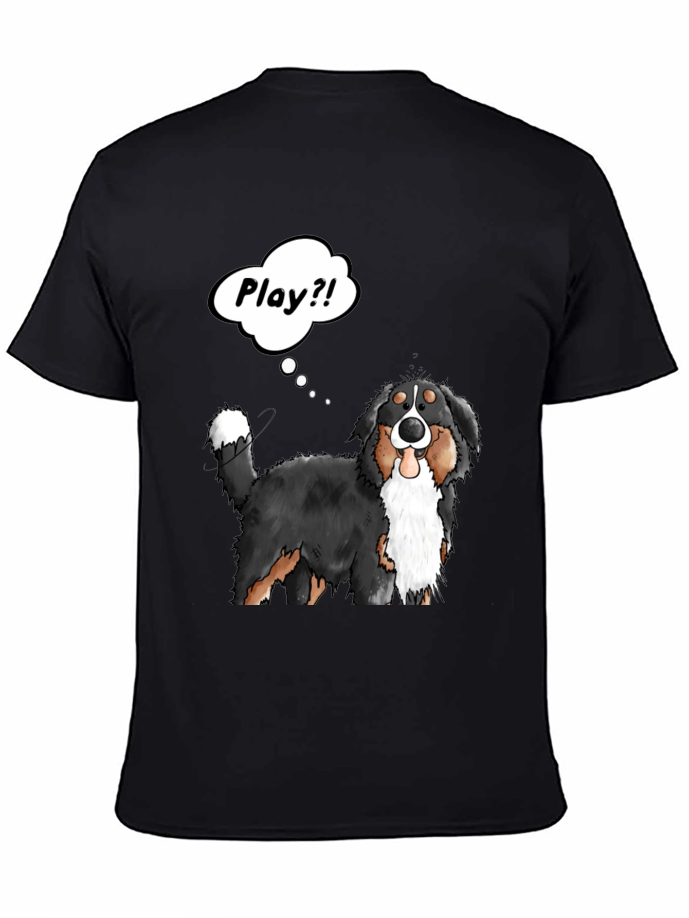 Black Playful Dog Cartoon Graphic T-Shirt view 4