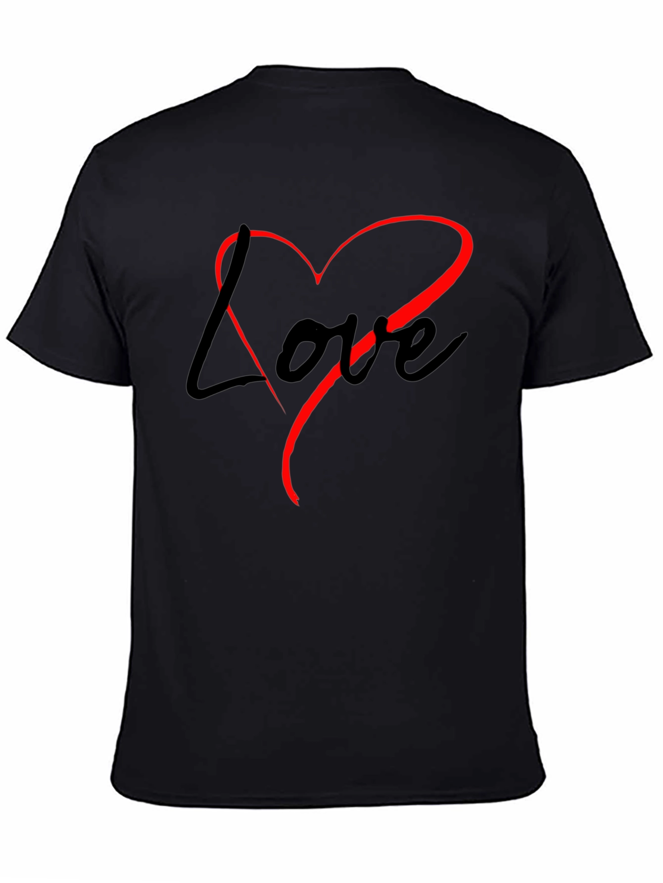 Black Love Heart Graphic Black T-Shirt view 4