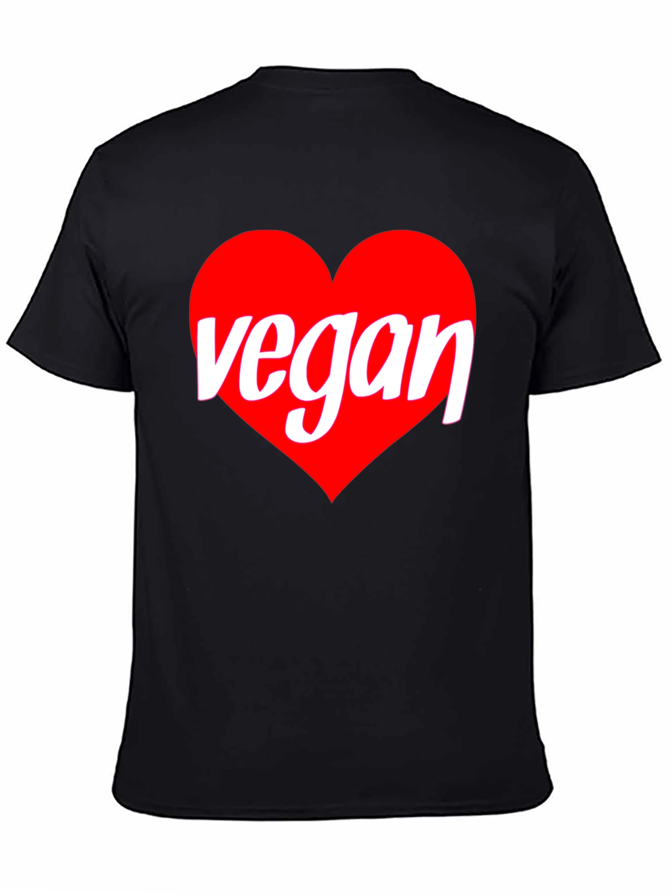 Black Vegan Heart Graphic T-Shirt - Black Crew Neck Tee view 4