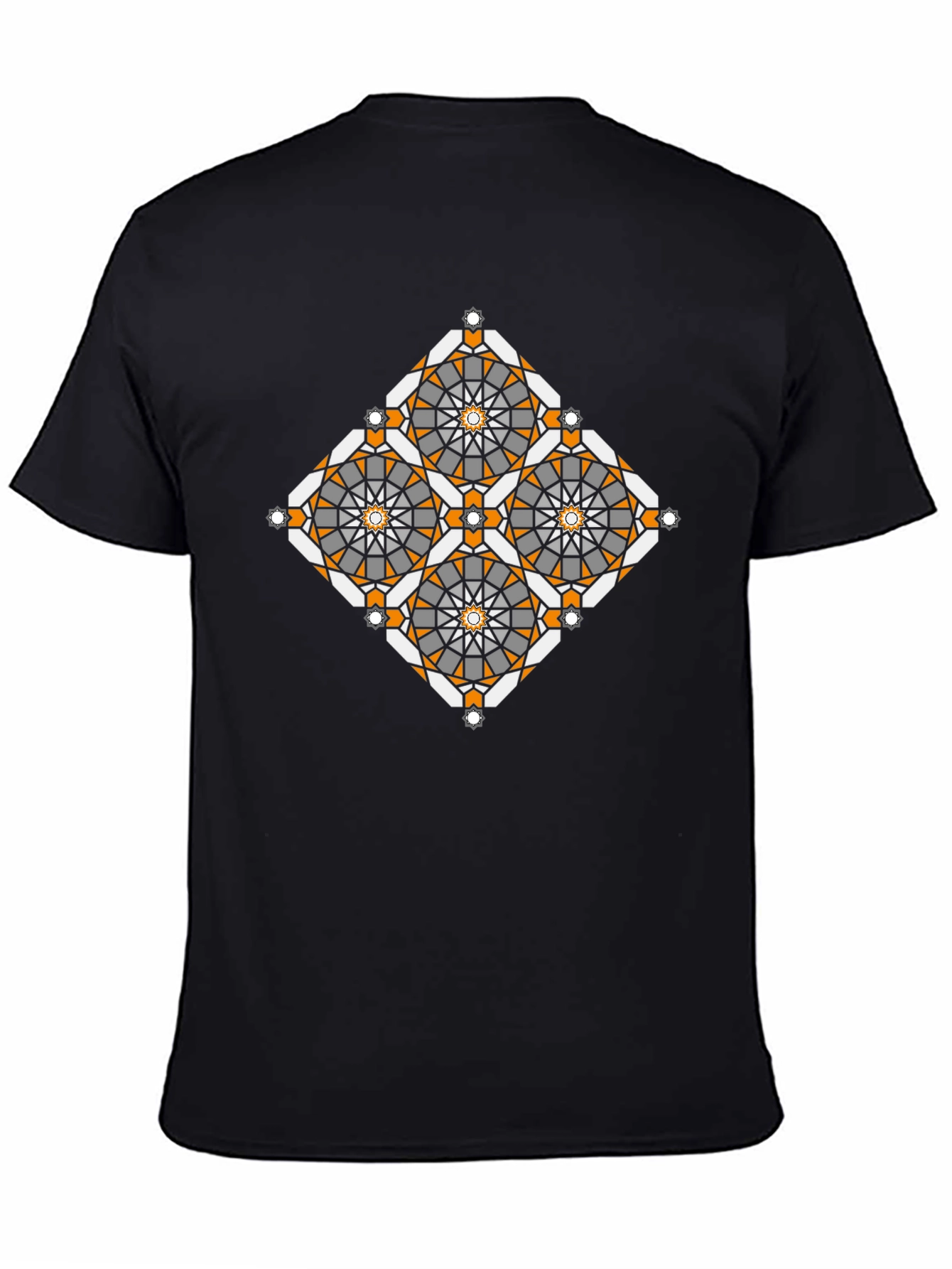 Black Geometric Patterned Black T-Shirt view 4