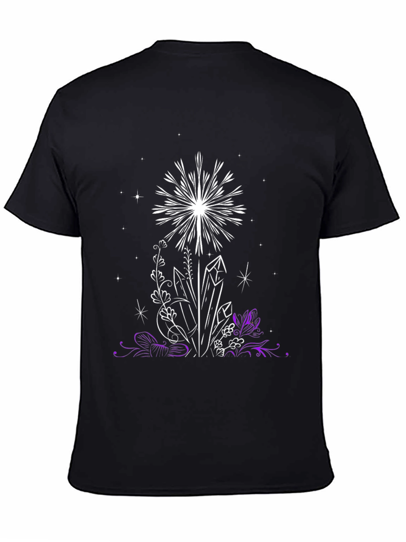 Black Crystal & Floral Graphic Black T-Shirt view 4