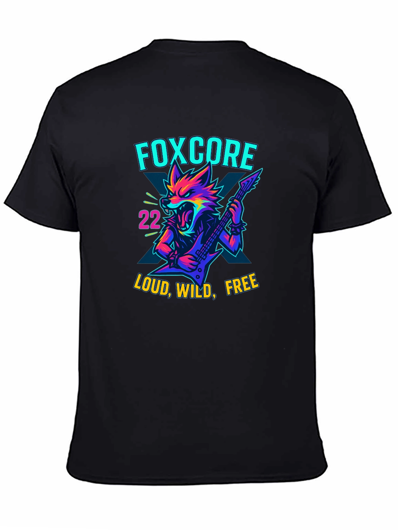 Black Foxcore Loud Wild Free Graphic Tee view 4