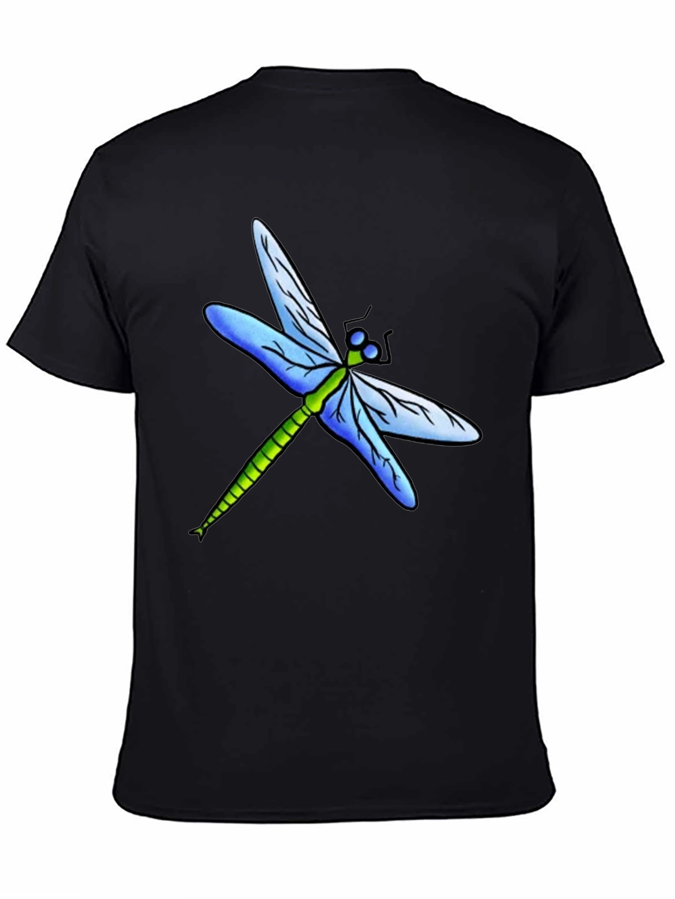Black Dragonfly Graphic Tee - Black Cotton T-Shirt view 4