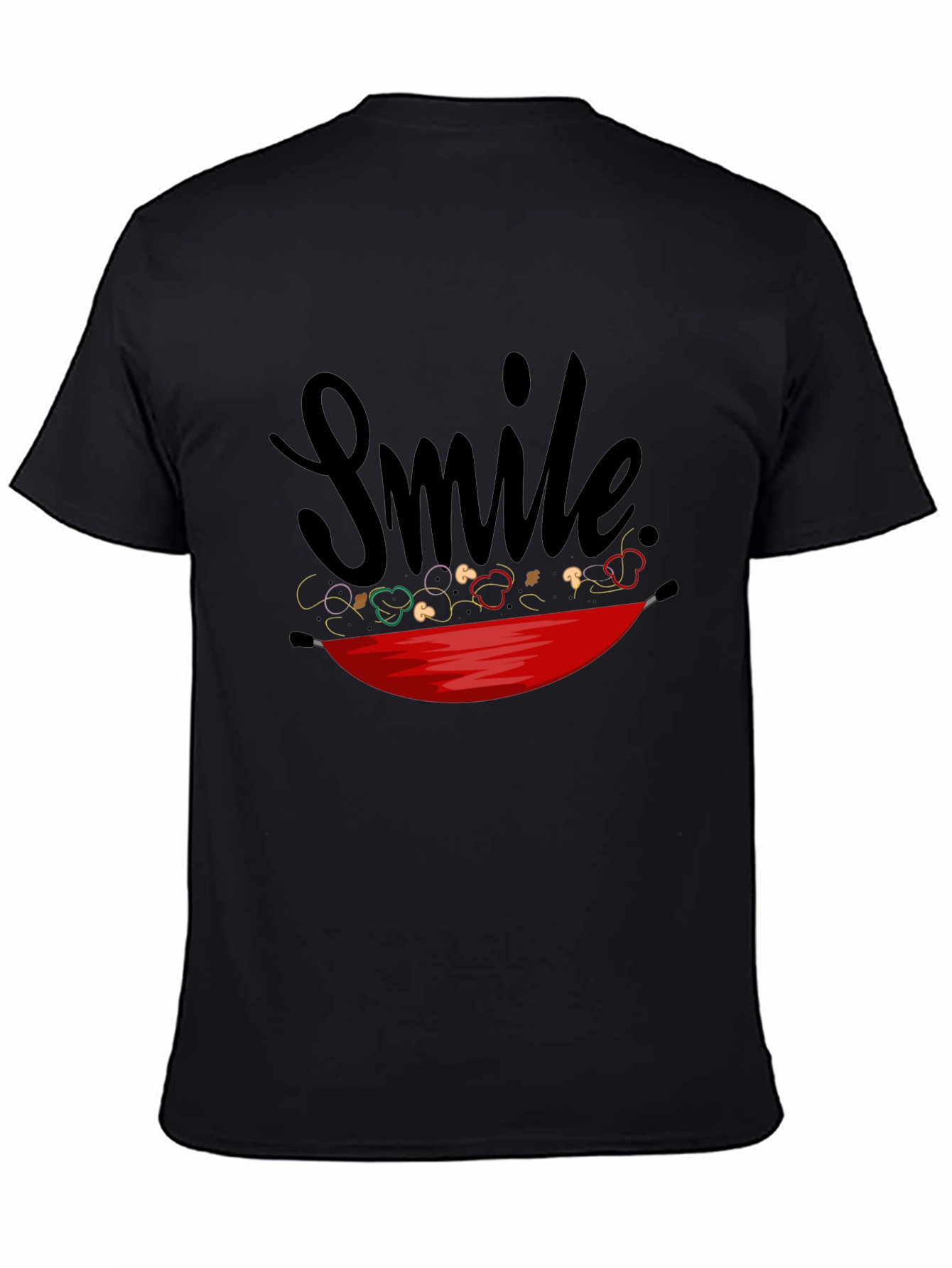 Black Smile Stir-Fry T-Shirt - Whimsical Graphic Tee view 4