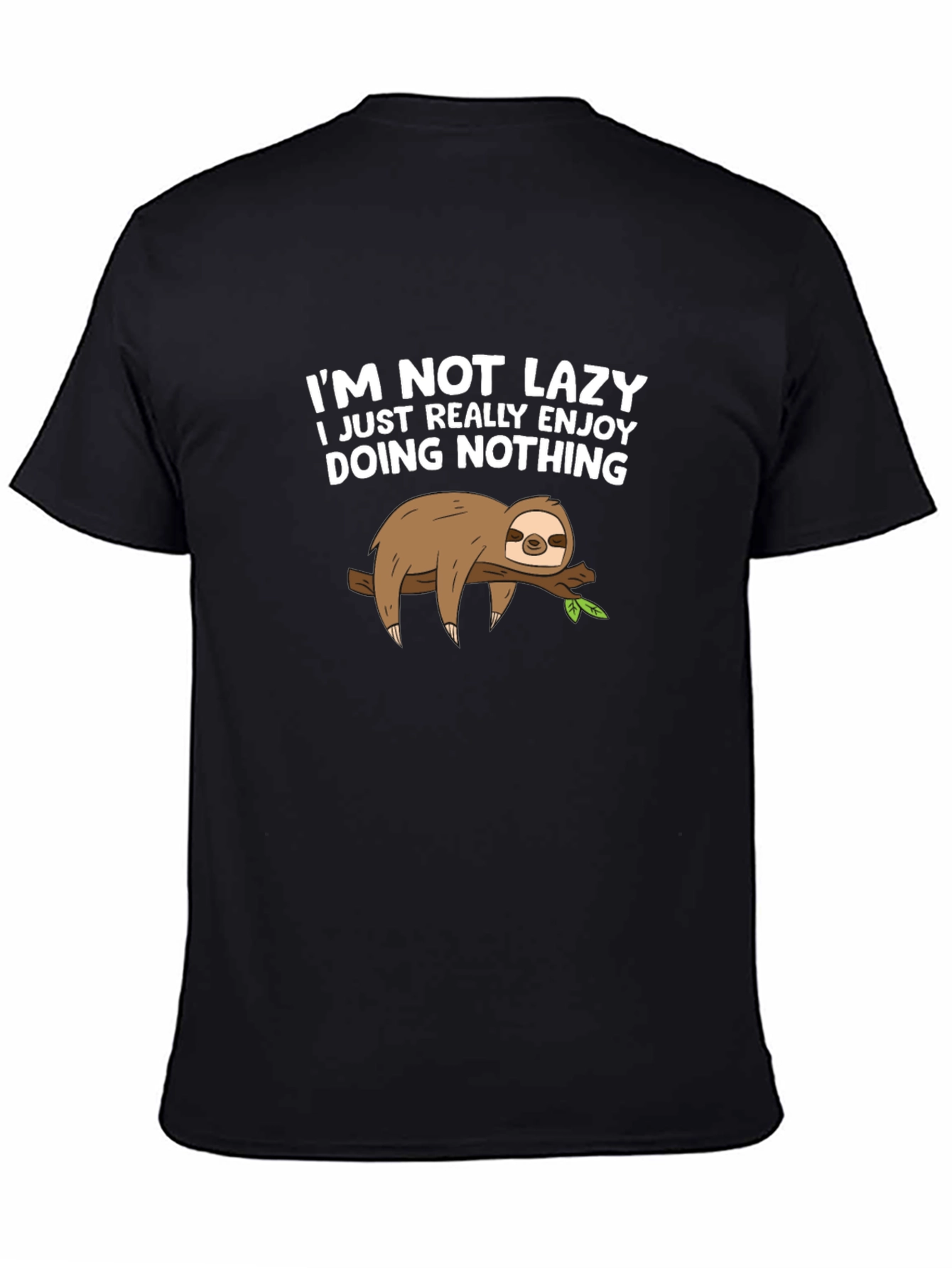 Black Funny Sloth 'Not Lazy' Graphic Tee view 4
