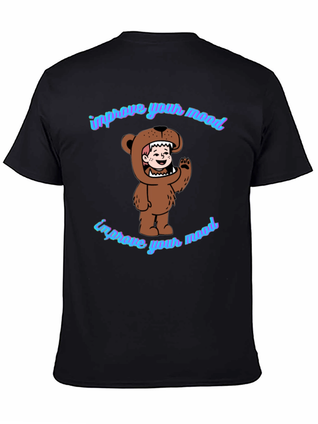 Black Improve Your Mood Bear Costume T-Shirt view 4