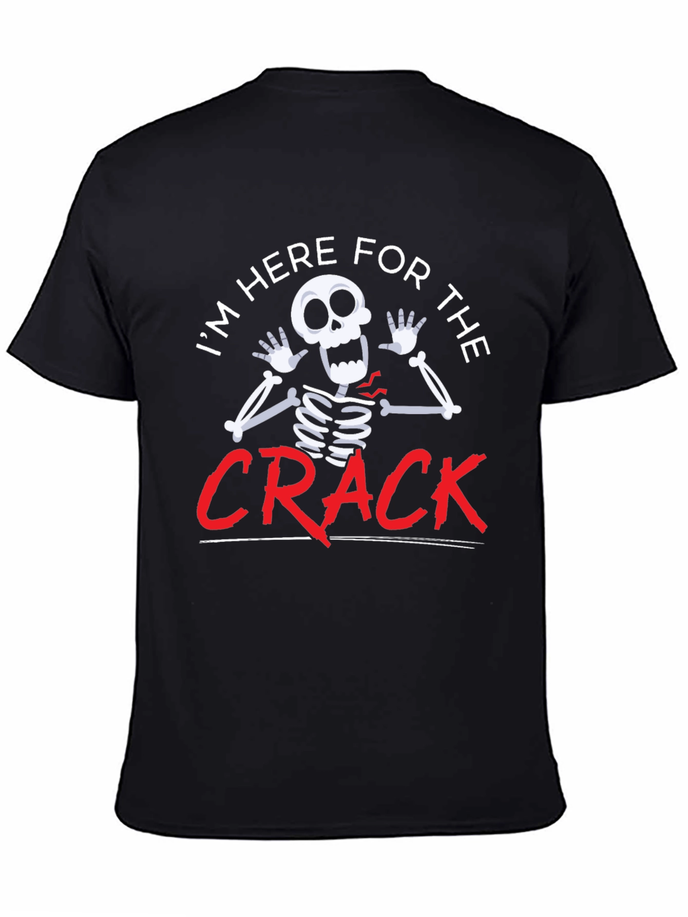 Black Crack Skeleton Graphic Tee Funny Halloween T-Shirt view 4
