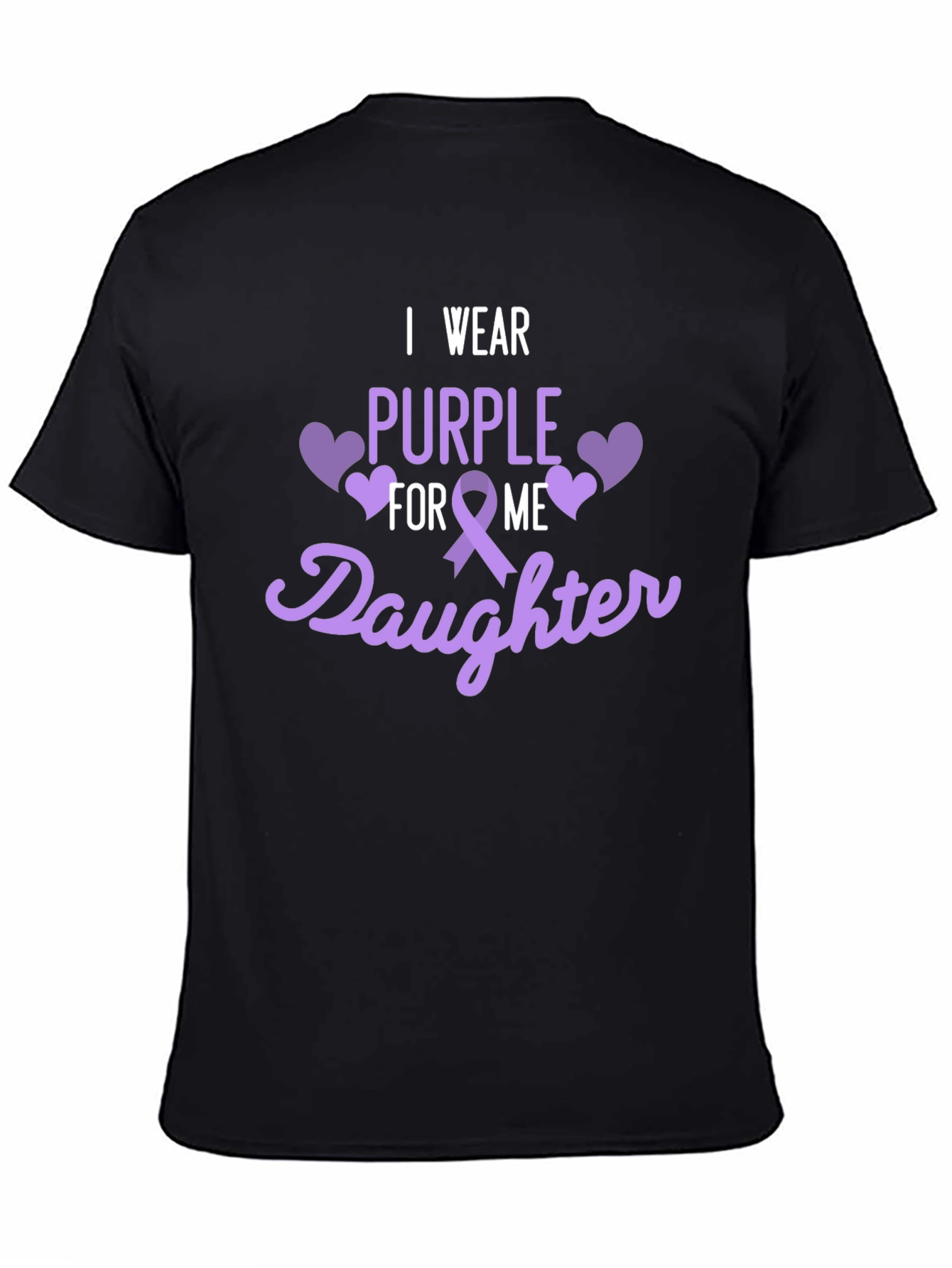 Black Purple Ribbon Daughter Support T-Shirt view 4