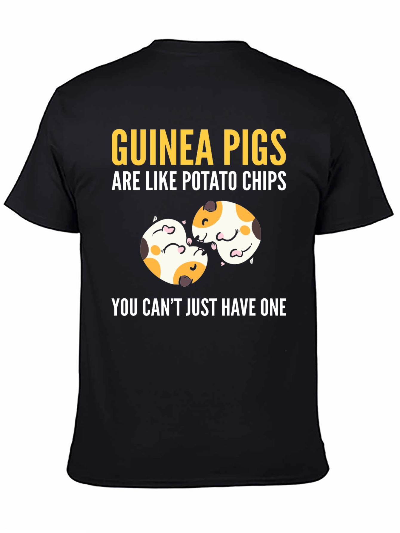 Black Guinea Pigs Potato Chips Funny T-Shirt view 4