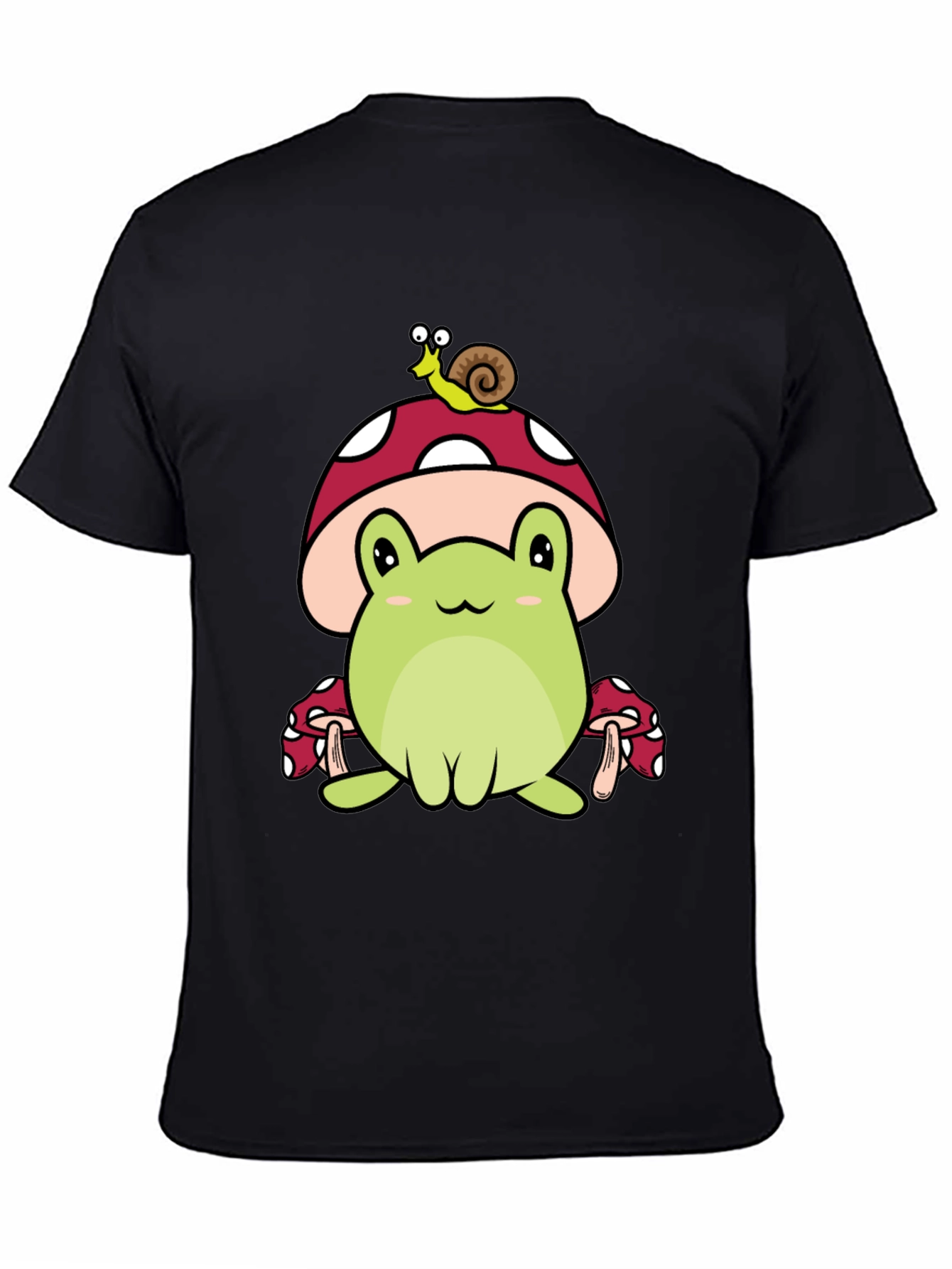 Black Frog & Snail Mushroom T-Shirt - Cute Cartoon Tee view 4