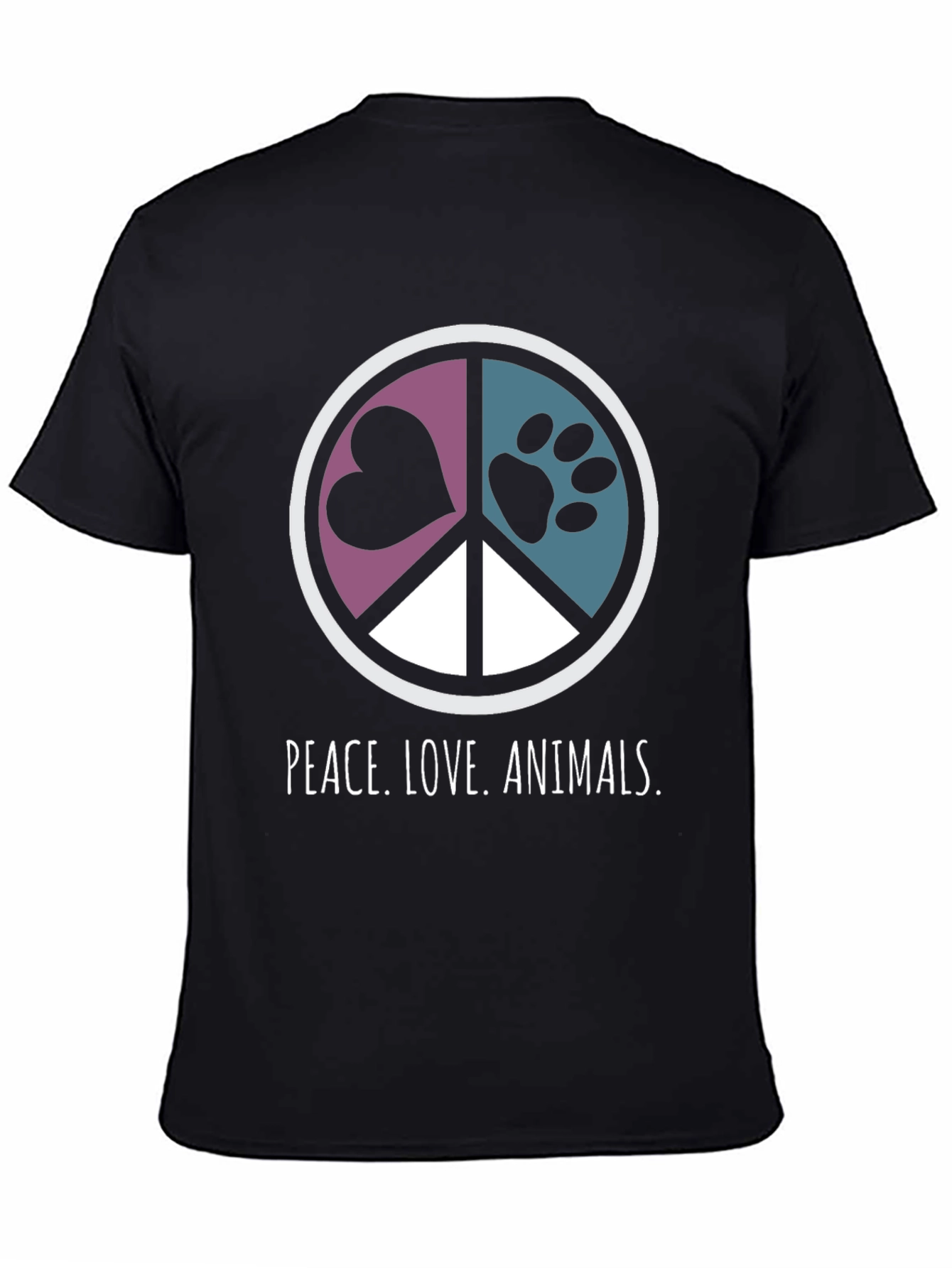 Black Peace Love Animals Graphic T-Shirt view 4