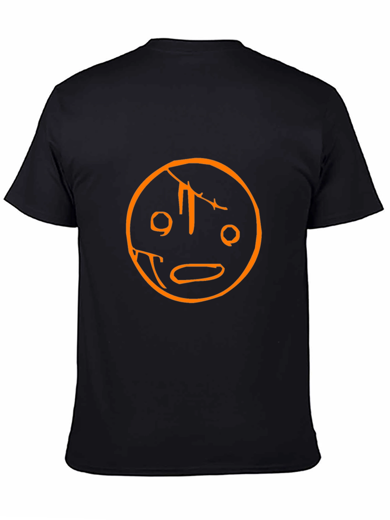 Black Unique Graphic Tee - Cracked Smiley Face view 4