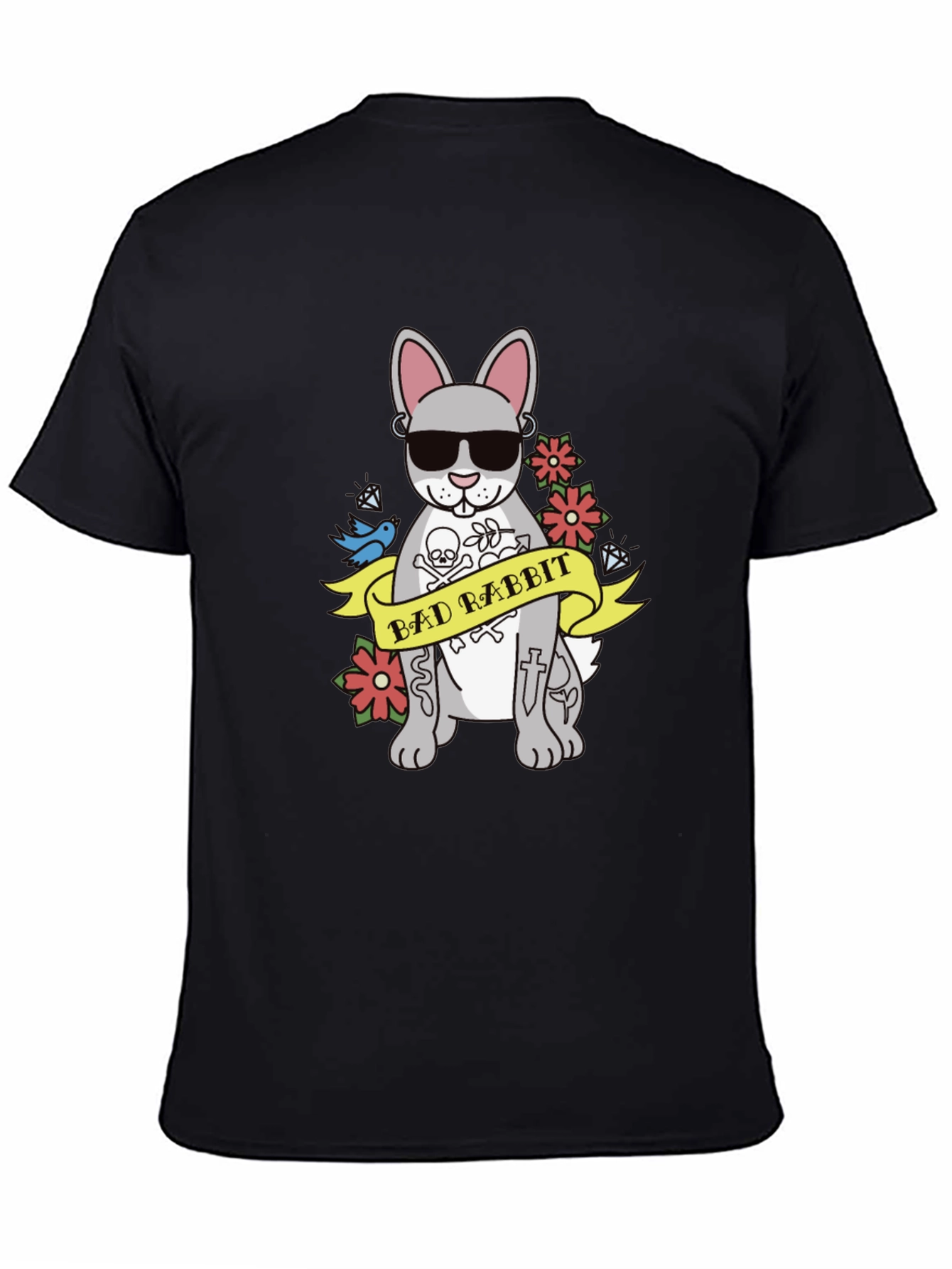 Black Bad Rabbit Graphic Tee - Men's Black T-Shirt view 4