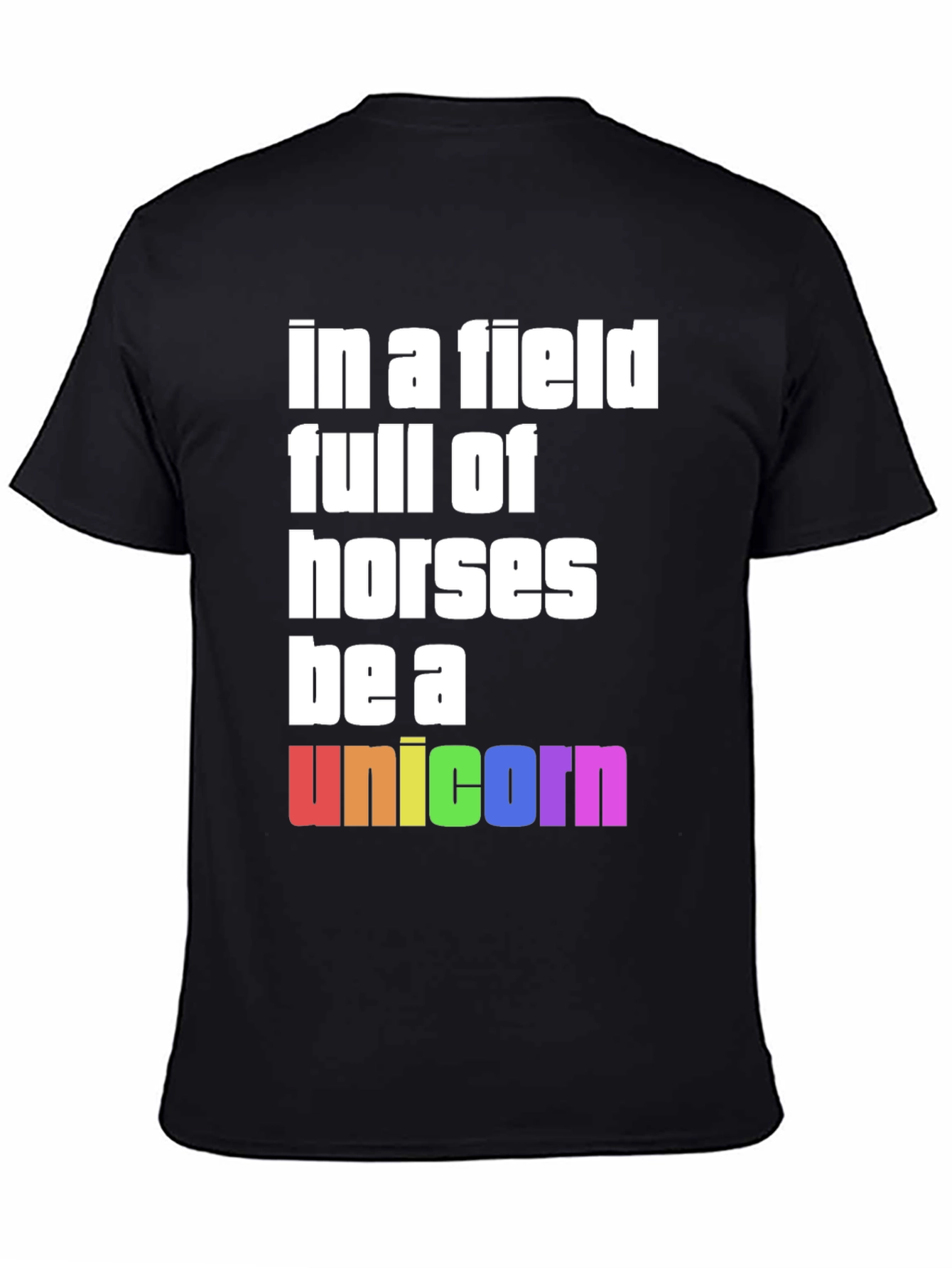 Black Be A Unicorn Rainbow Graphic T-Shirt view 4