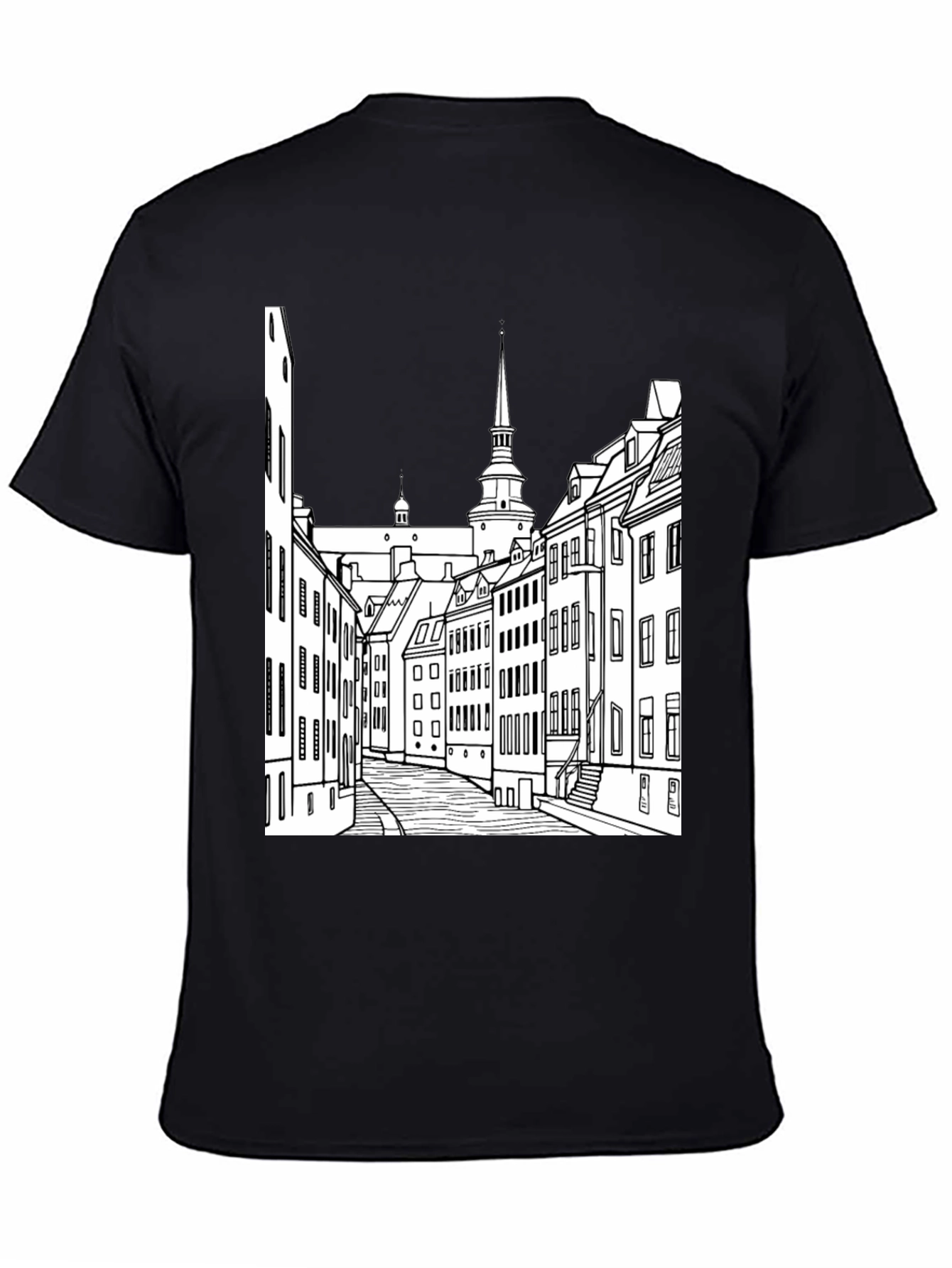 Black Urban Sketch Black Tee view 4