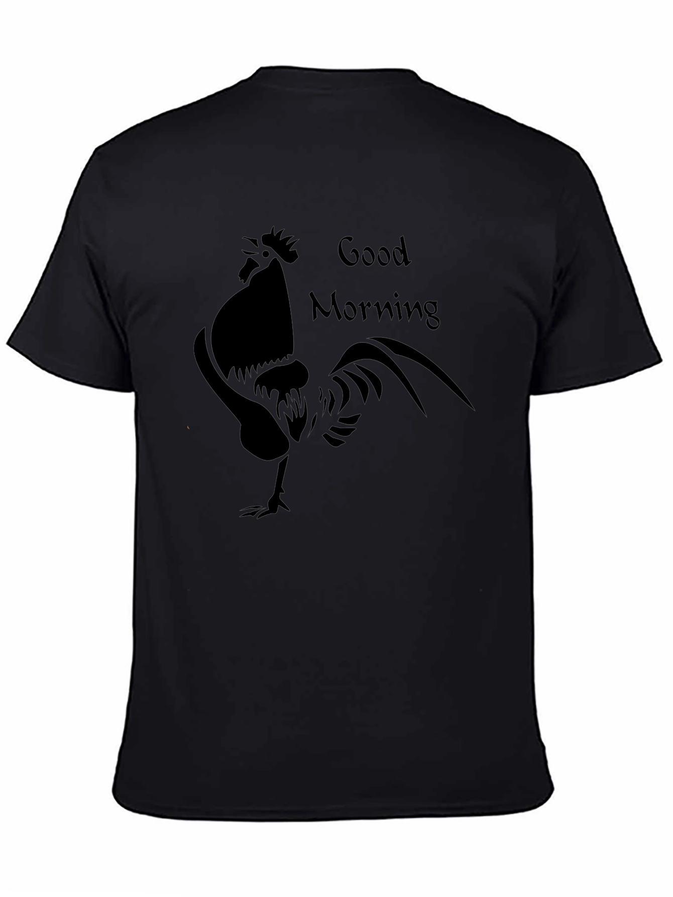 Black Good Morning Rooster Graphic Tee - Black view 4