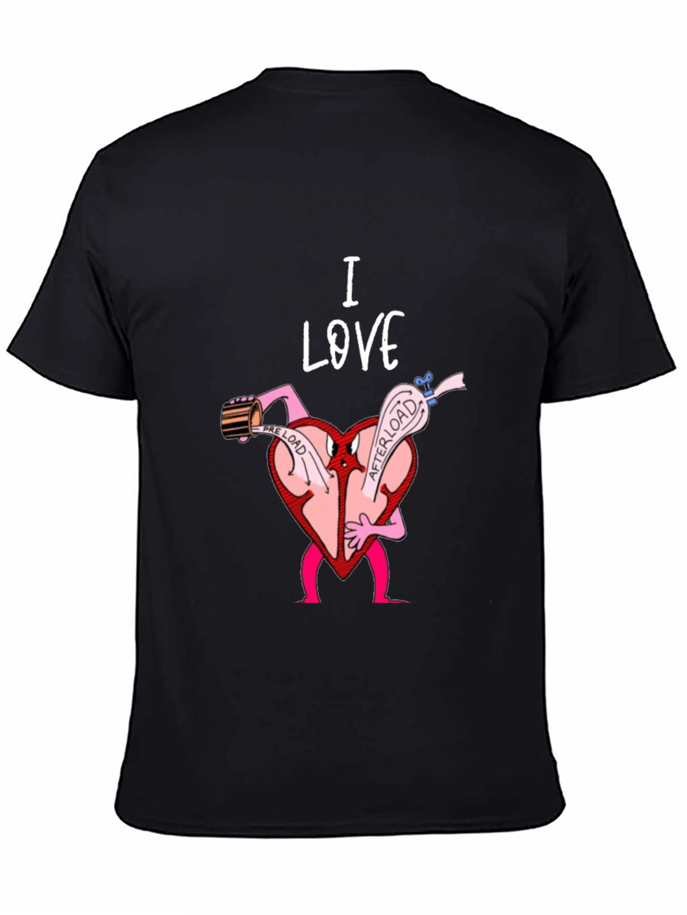 Black I Love Heart Preload T-Shirt view 4