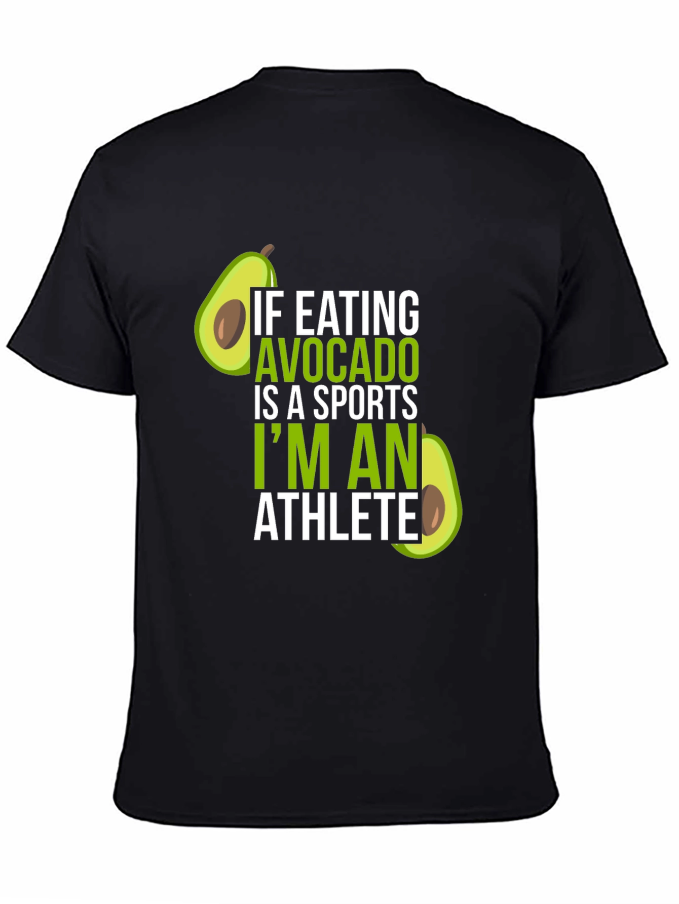 Black Avocado Athlete T-Shirt - Humorous Foodie Tee view 4