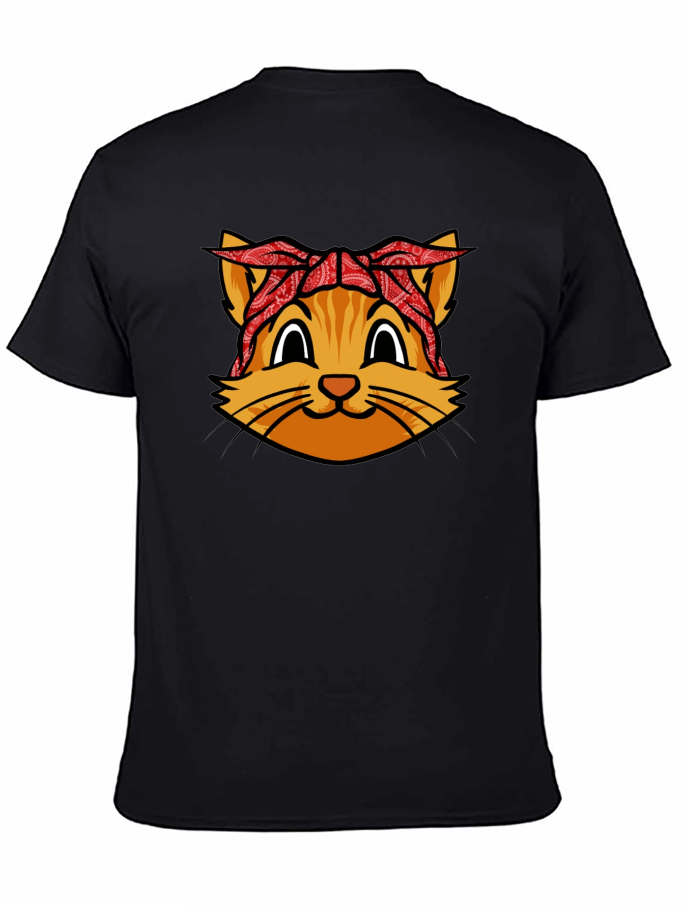 Black Bandana Cat Graphic Tee - Cool Black Shirt view 4