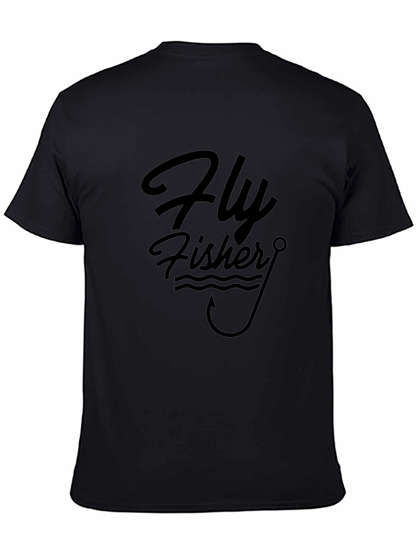 Black Fly Fisher T-Shirt - Angler Graphic Tee view 4