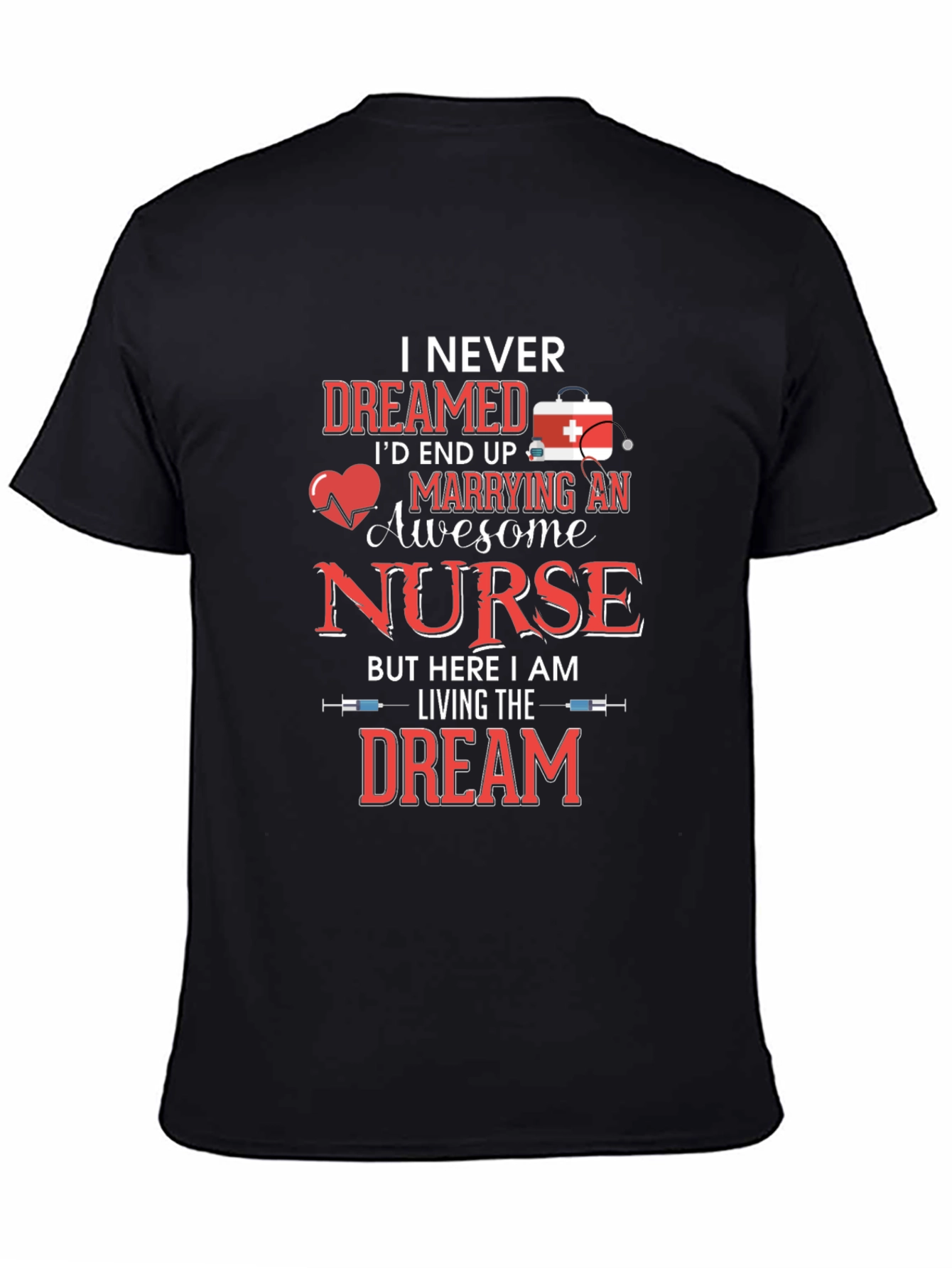 Black Awesome Nurse T-Shirt - Husband Gift view 4