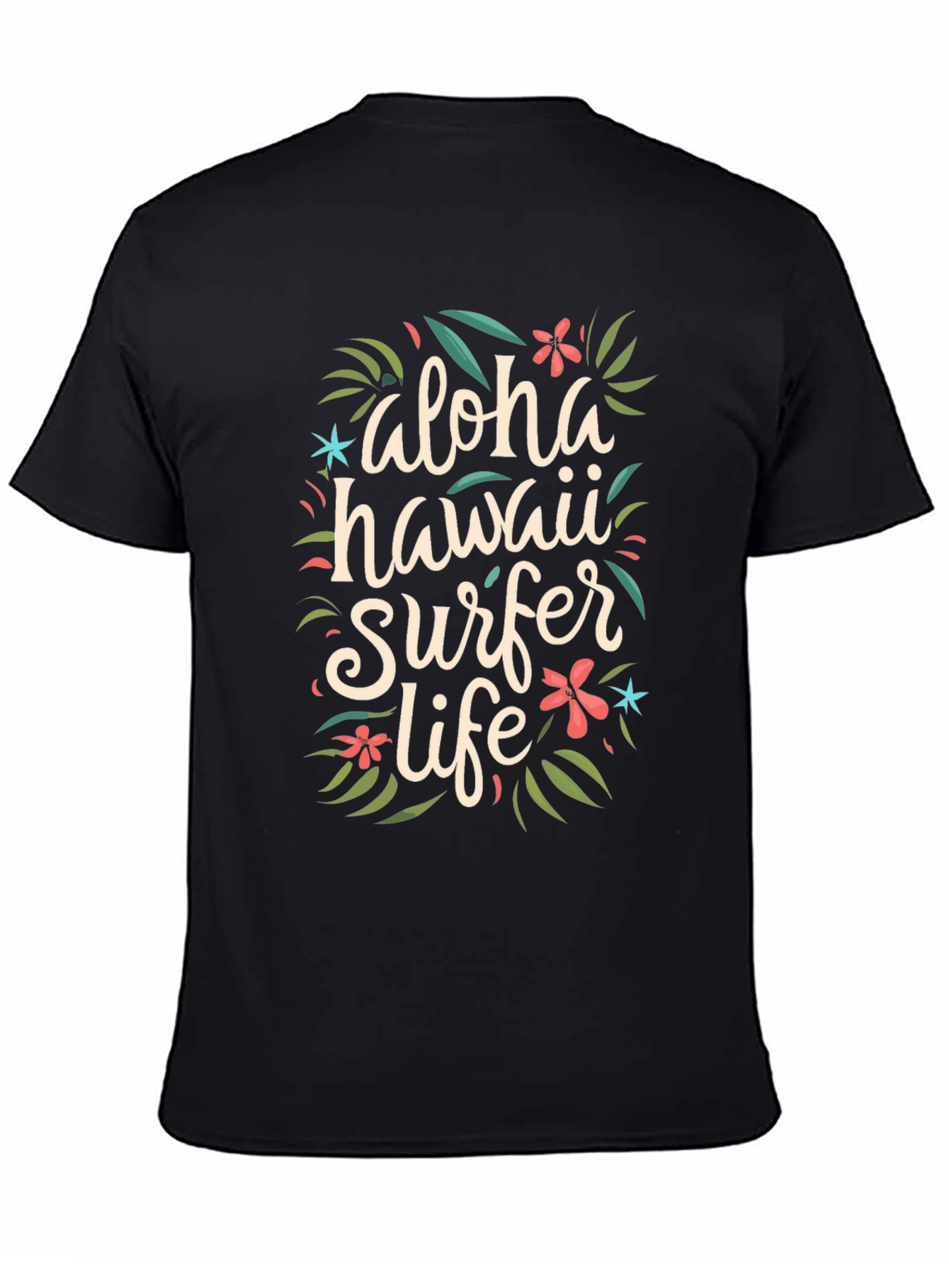 Black Aloha Hawaii Surfer Life Graphic T-Shirt view 4