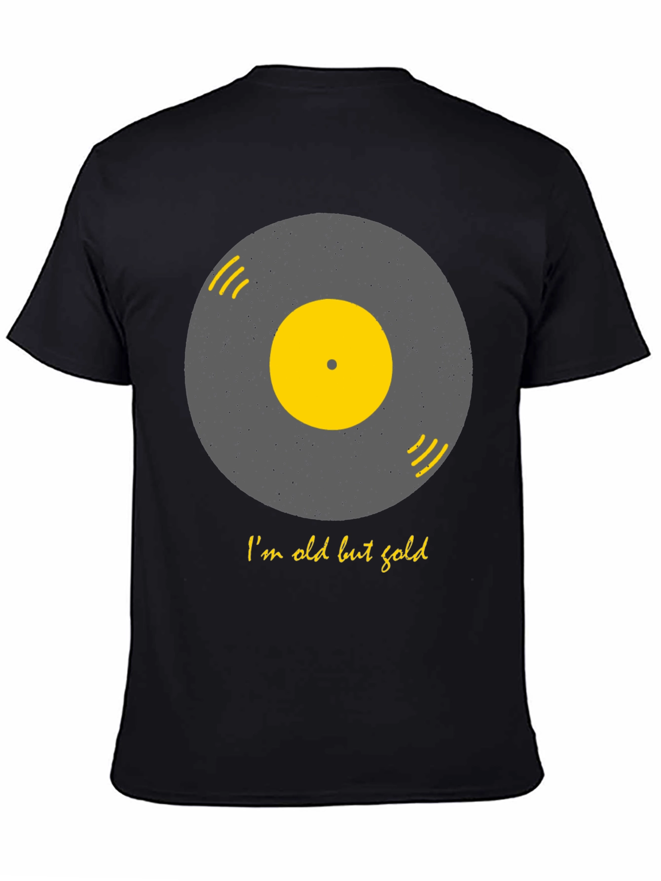 Black Retro Vinyl Record T-Shirt - I'm Old But Gold view 4