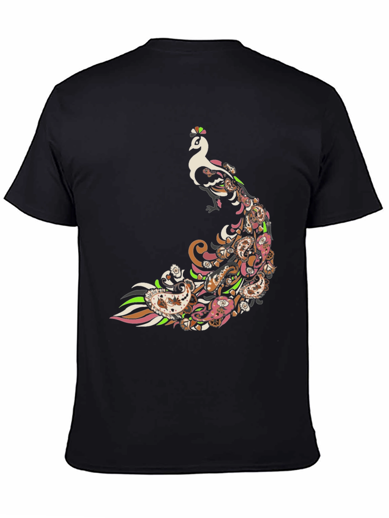 Black Peacock Paisley Graphic Tee - Men's Black T-Shirt view 4