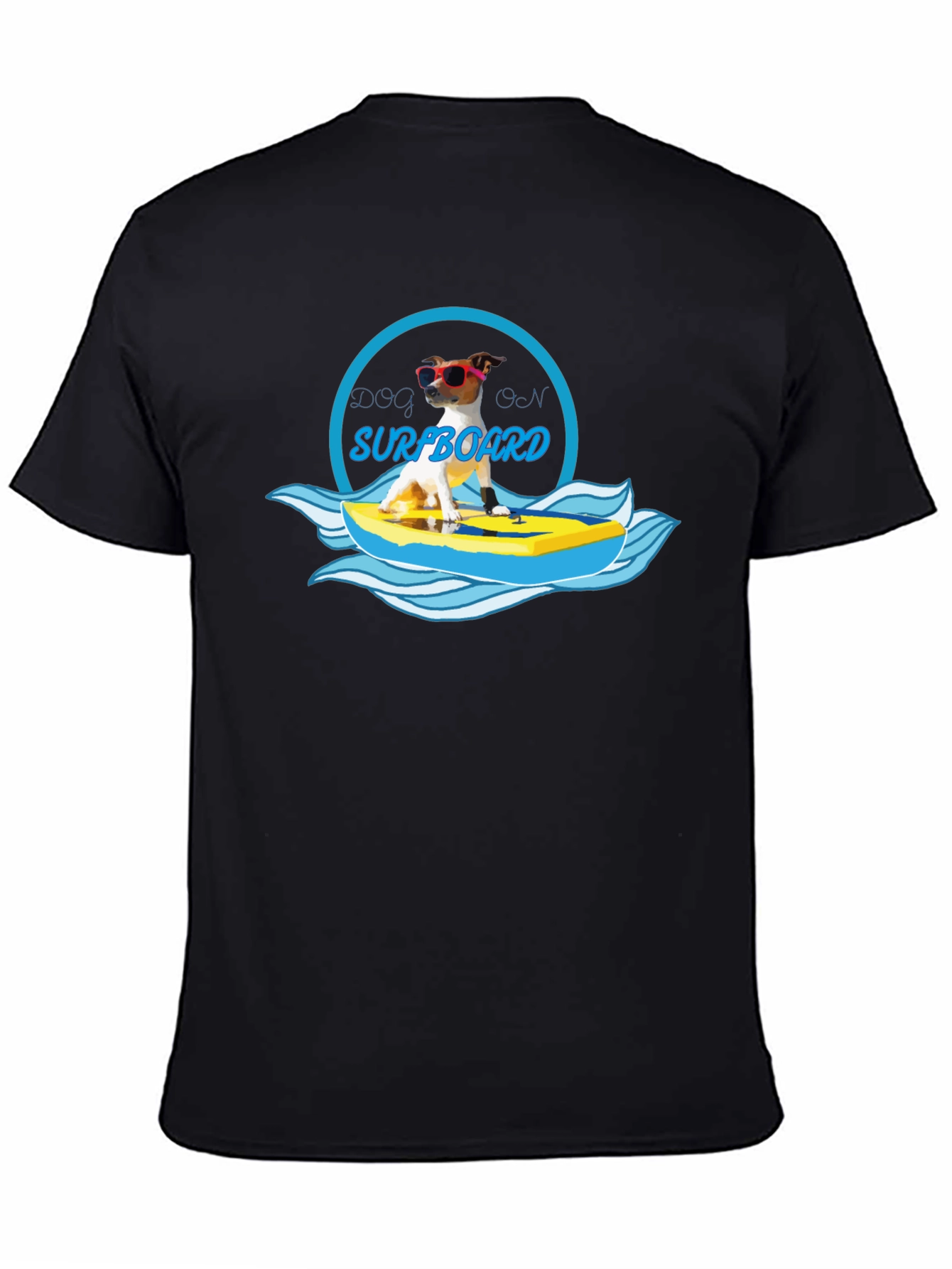 Black Dog on Surfboard Graphic T-Shirt - Black view 4