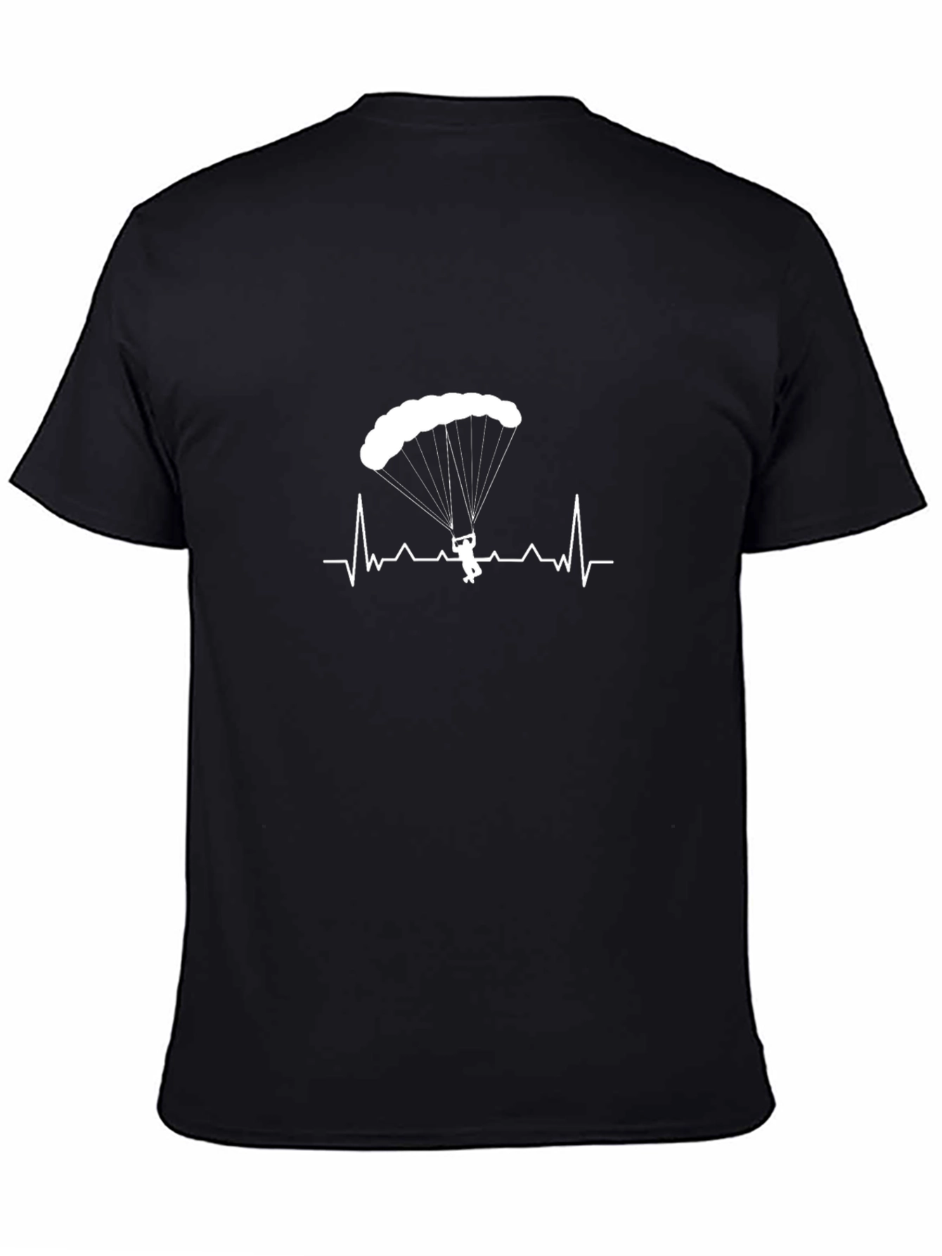 Black Parachute Heartbeat T-Shirt - Skydiving Adrenaline Tee view 4