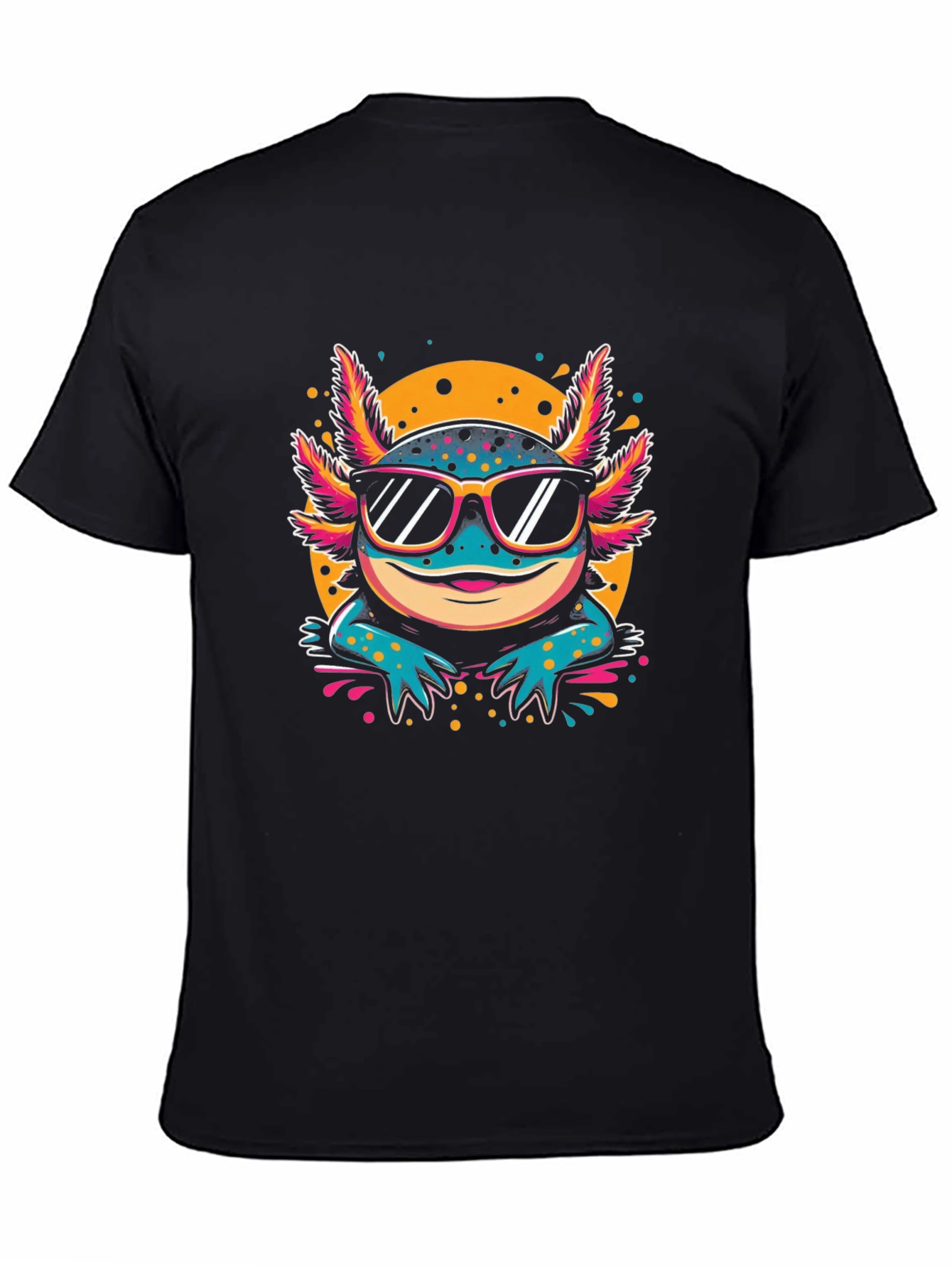Black Cool Axolotl T-Shirt view 4