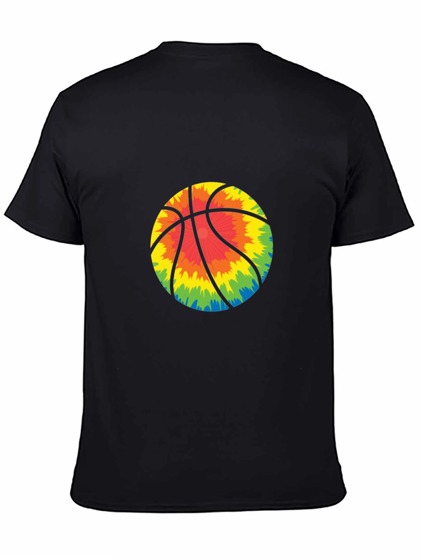 Black Tie-Dye Basketball Graphic Tee - Black Cotton Blend view 4