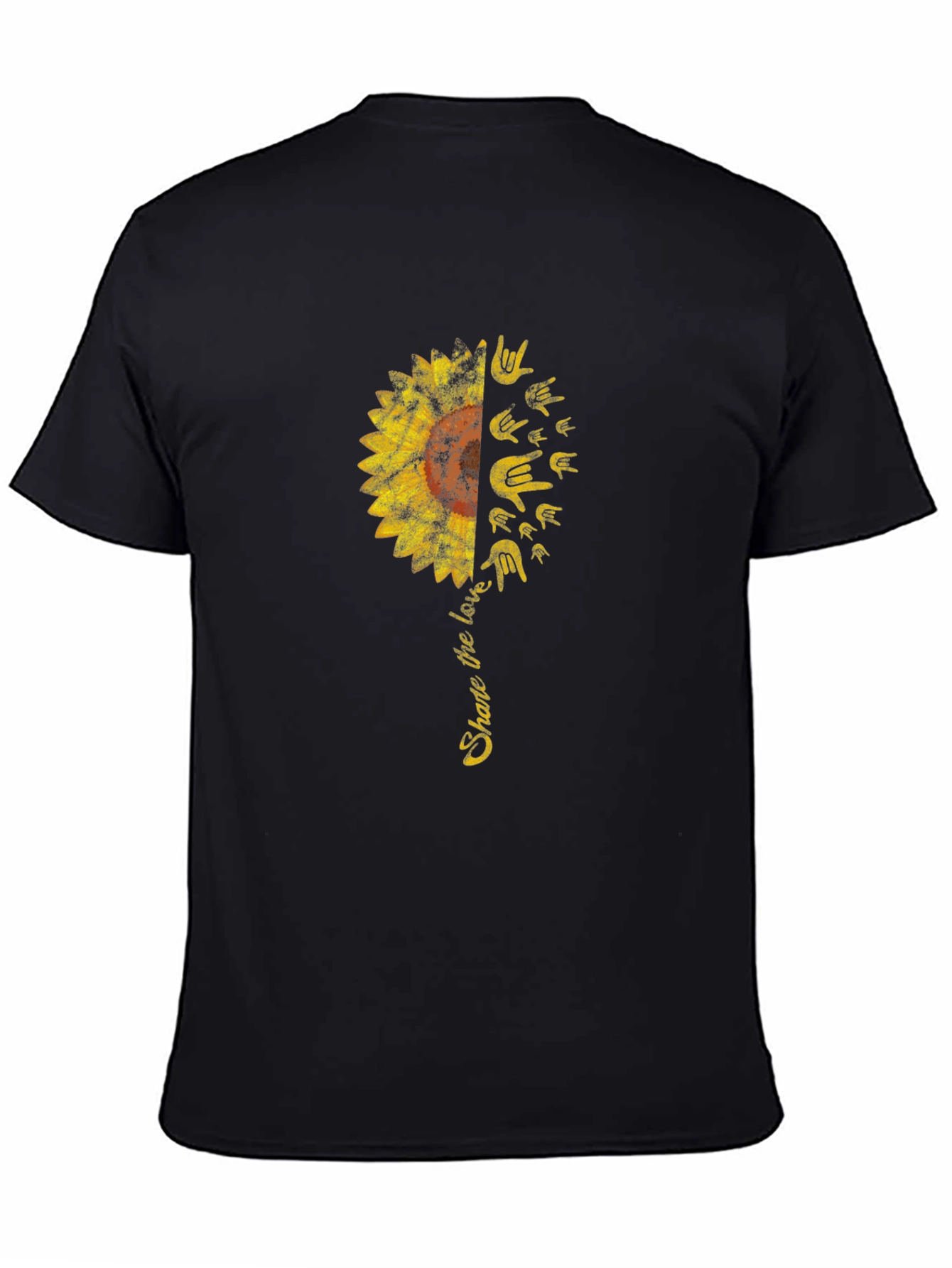 Black Share the Love Sunflower Graphic Tee view 4