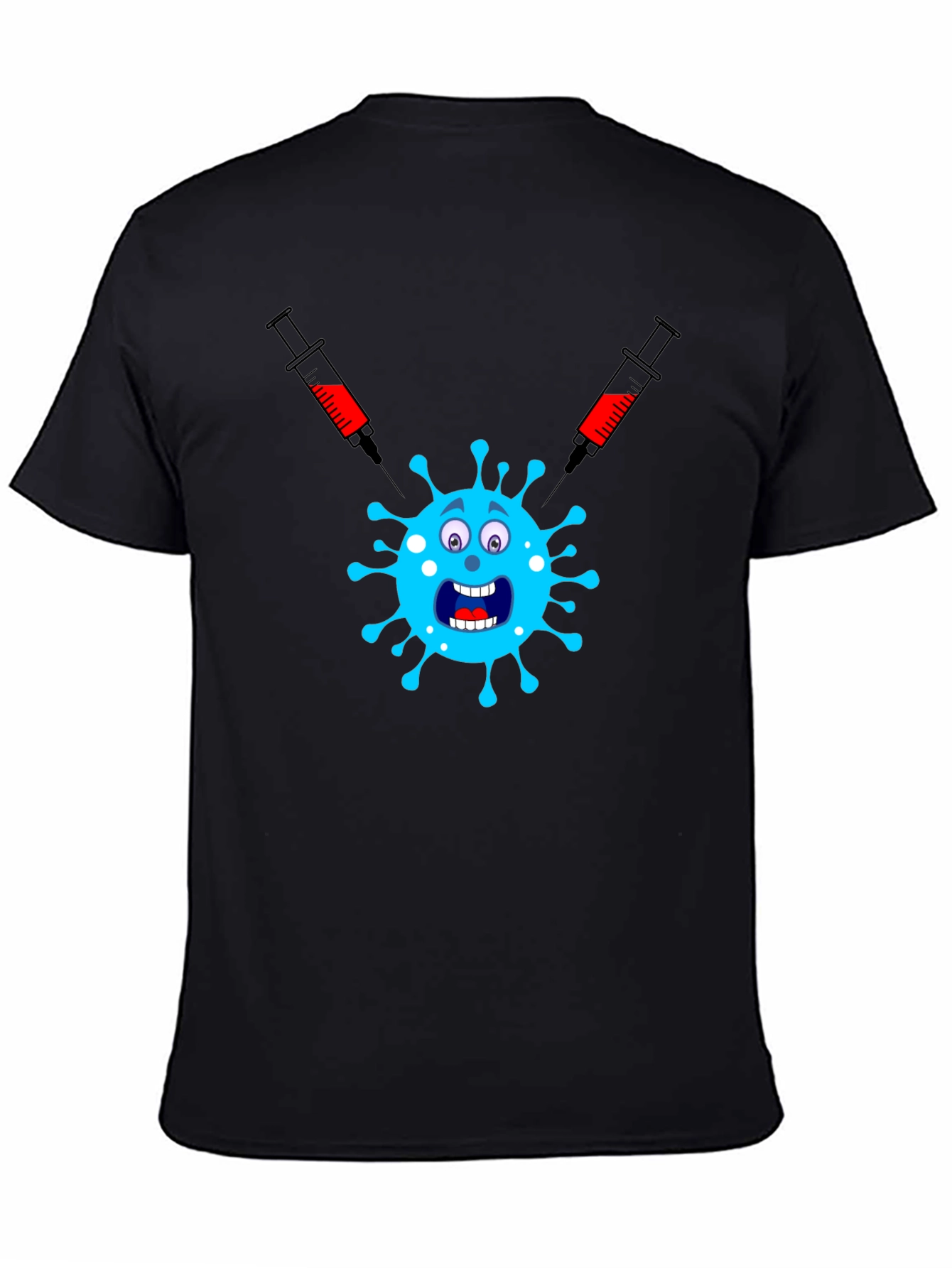 Black Vaccinated Virus Black T-Shirt view 4