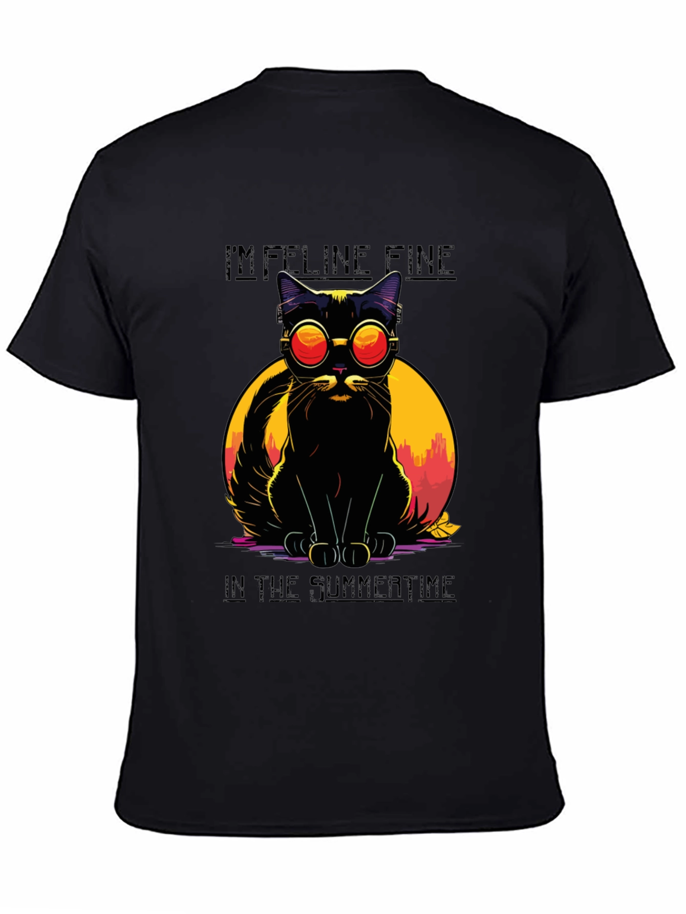 Black Feline Fine Summer Cat T-Shirt view 4