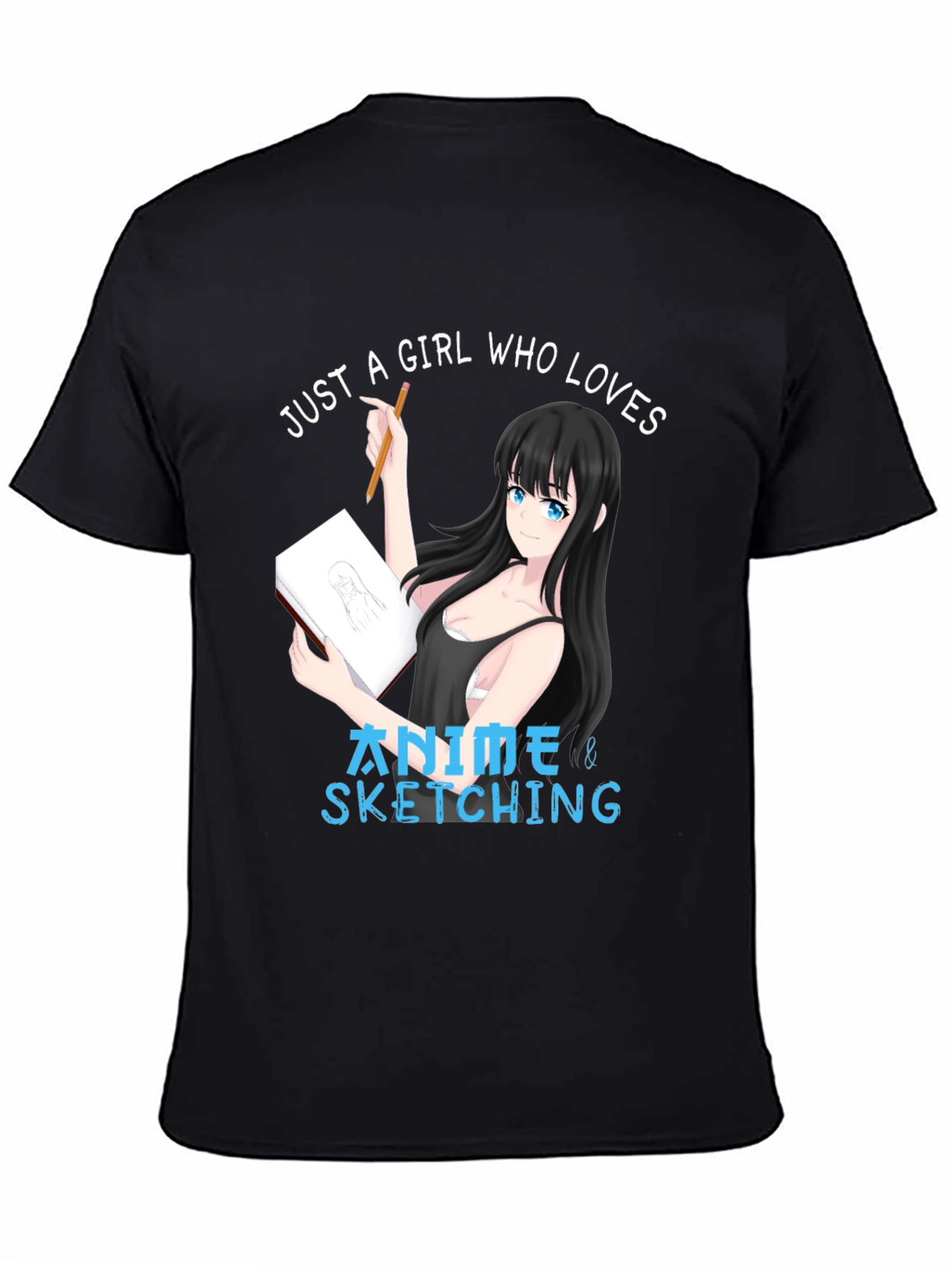 Black Anime & Sketching Girl's T-Shirt view 4