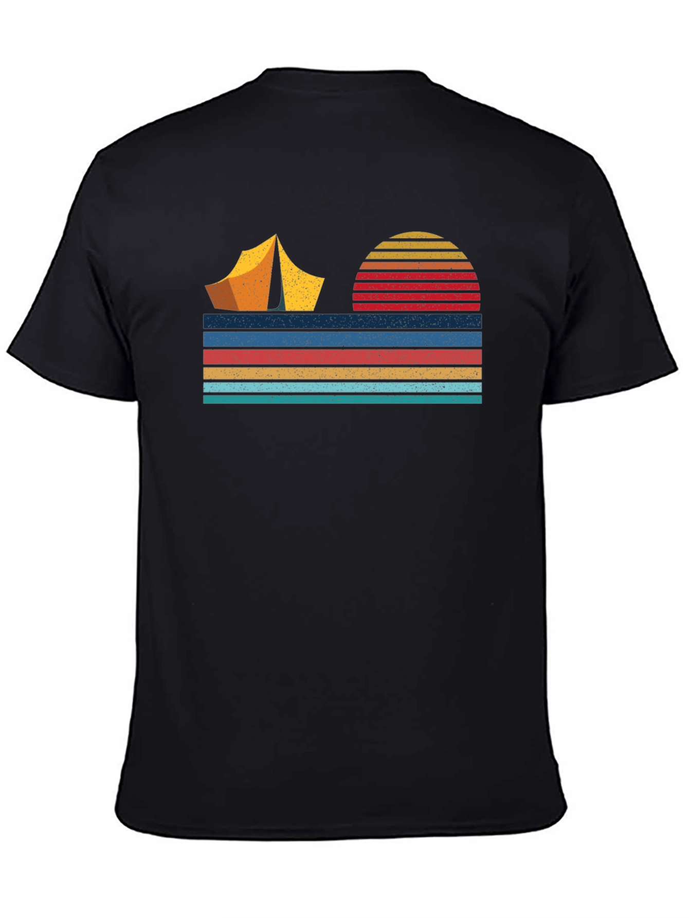 Black Retro Camping Adventure T-Shirt view 4