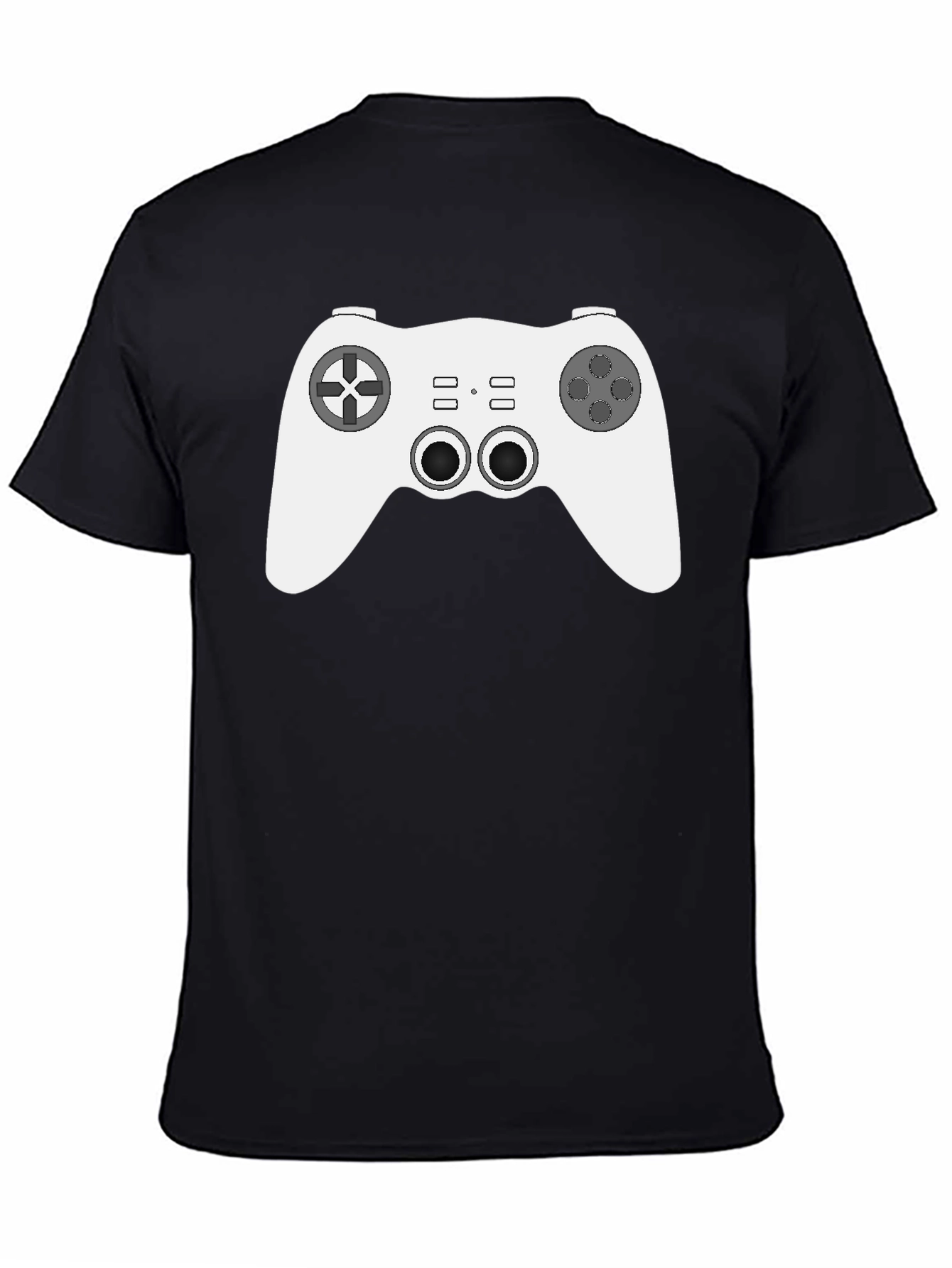 Black Gamer Style Black Tee with Controller Graphic view 4