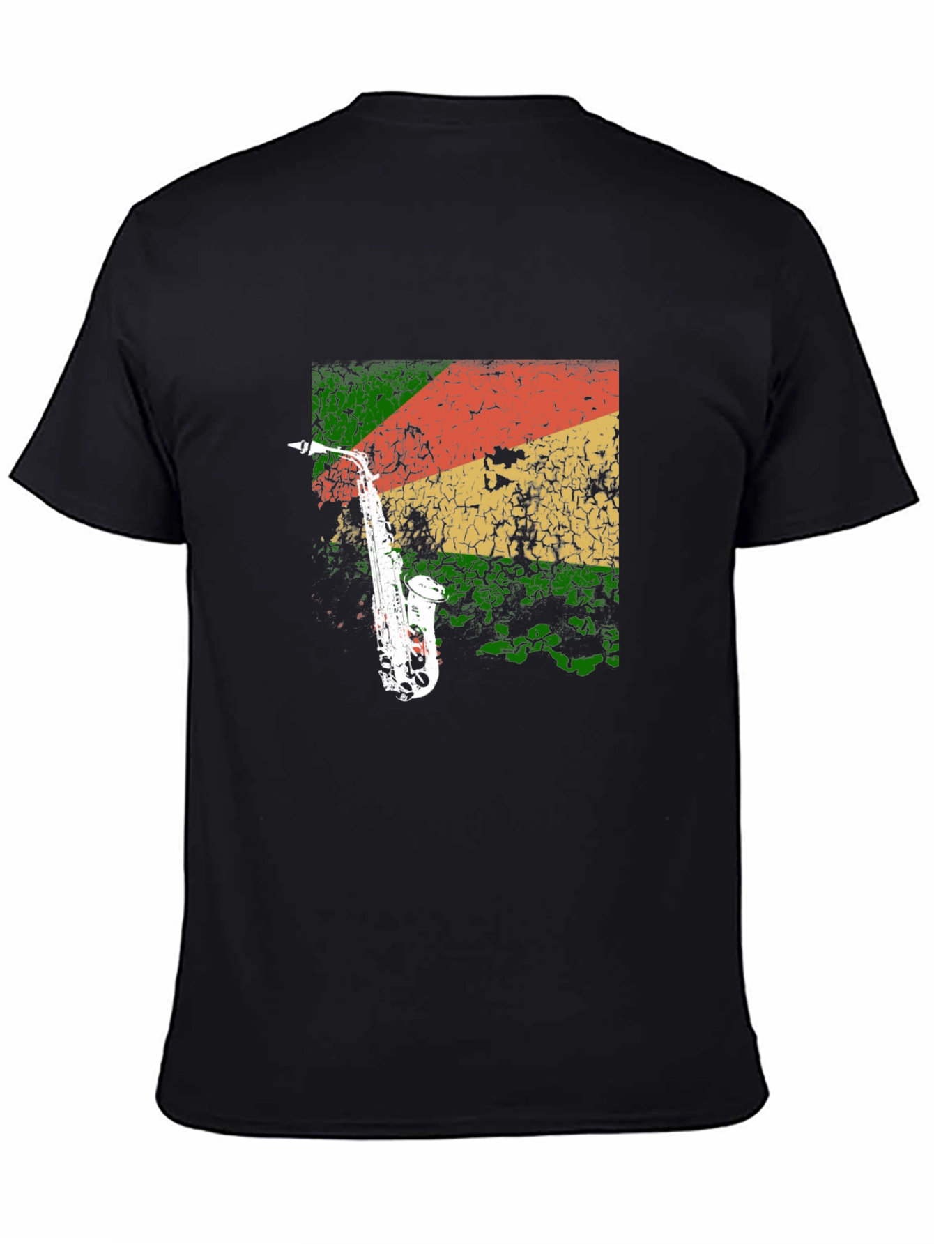 Black Saxophone Reggae T-Shirt - Cool Music Tee view 4