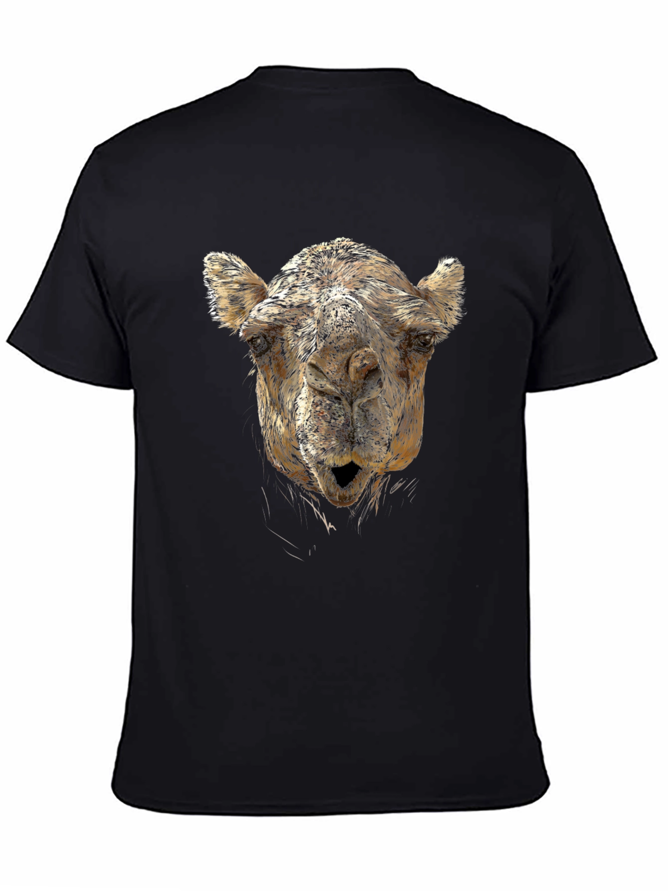 Black Camel Face Graphic Print Black T-Shirt view 4